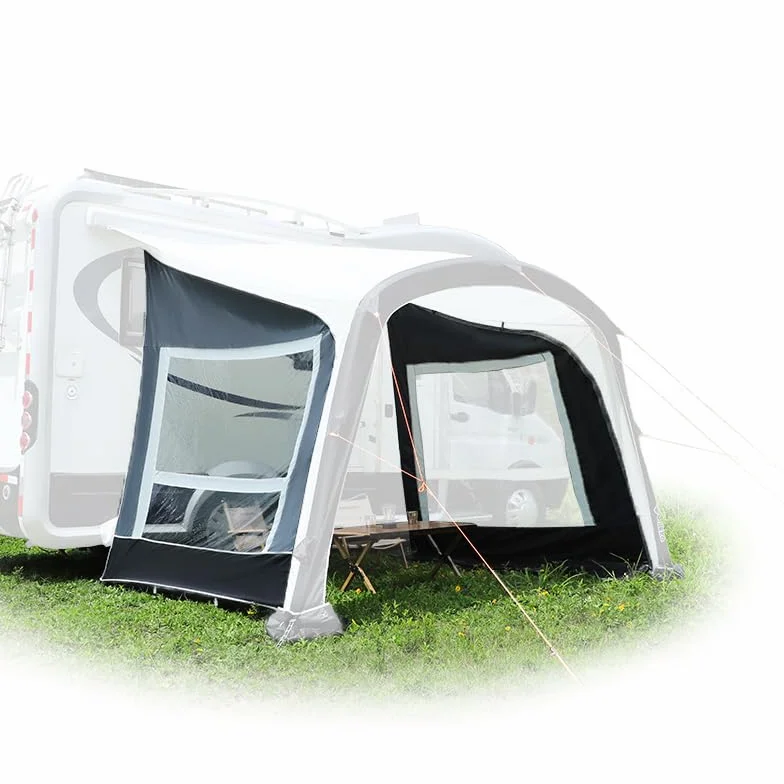 Wanderer II nadmuchiwana ochrona przed słońcem do przyczep kempingowych, kamperów, kompatybilna z multimodalnym Glamping Awning (szara, panel boczny) x 2