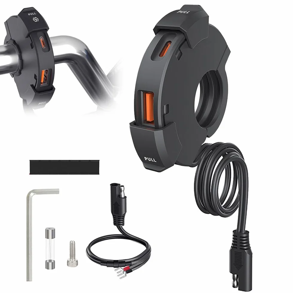 Gniazdo USB Moto 12V Wodoodporne 30W QC3.0 USB-A PD Type-C Ładowarka Motocyklowa 12V-24V