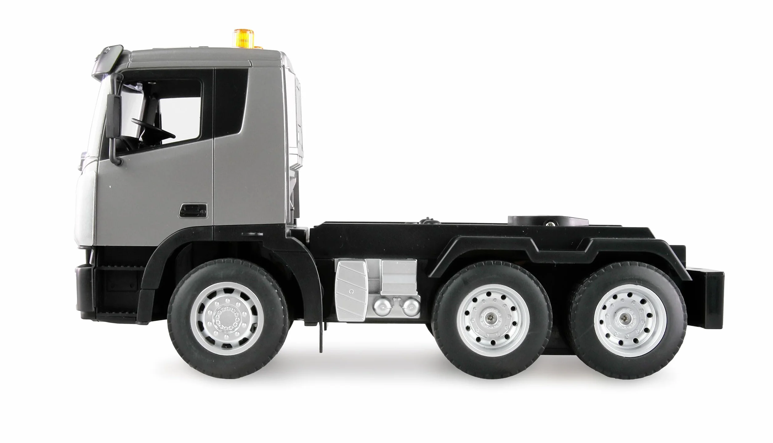 Amewi Zestaw ciężarówek 2 w 1 z niską i koparką 1:24 RTR zdalnie sterowany RC plac budowy dla dzieci 8 lat, antracyt/czarny/żółty