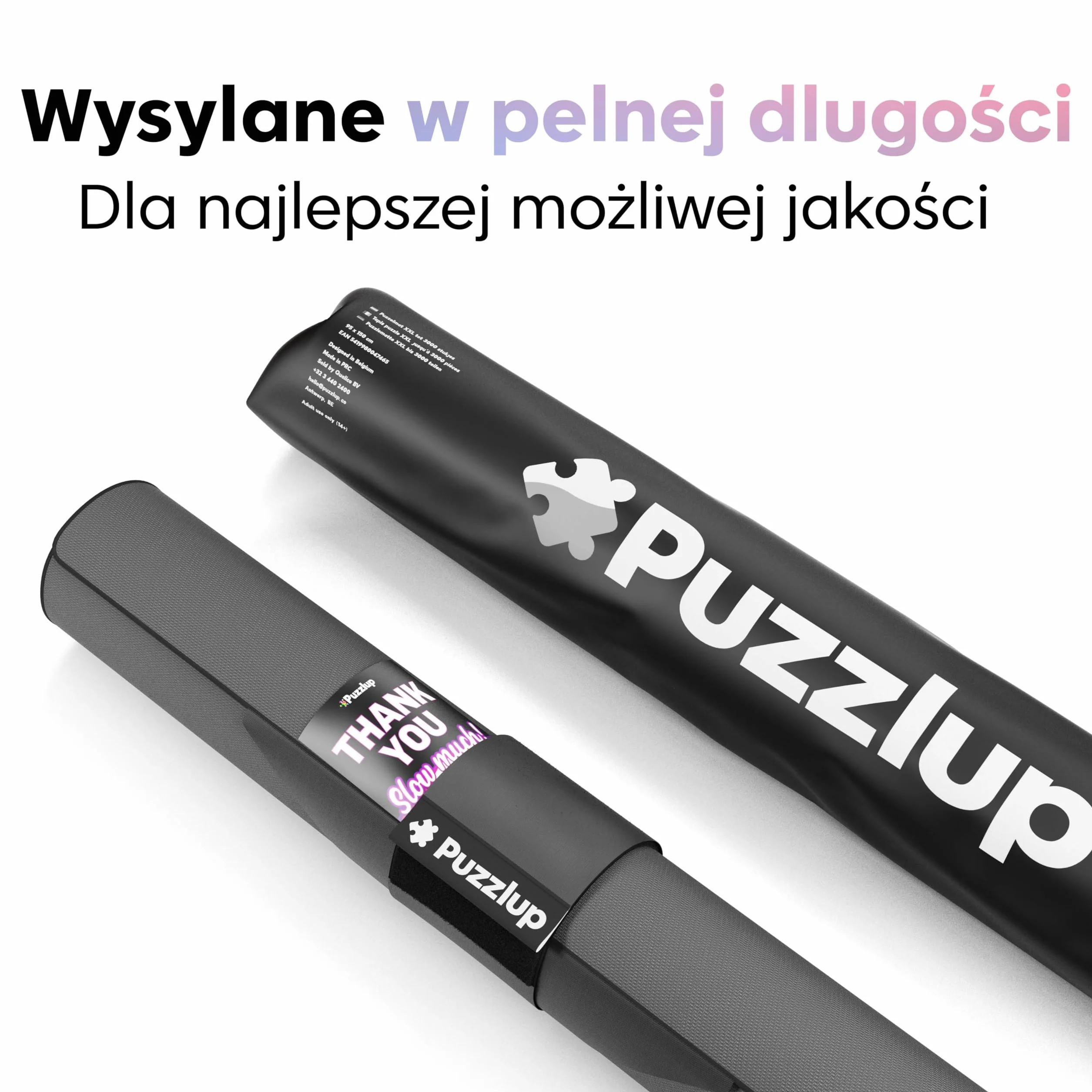 Puzzlup Mata do Układania Puzzli do 1500 Elementów – 66 x 120 cm – Premium Wałek do Puzzli 500, 1000 i 1500 Elementów – Zwiń w Sekundy – Mata z Ekologicznym Opakowaniem