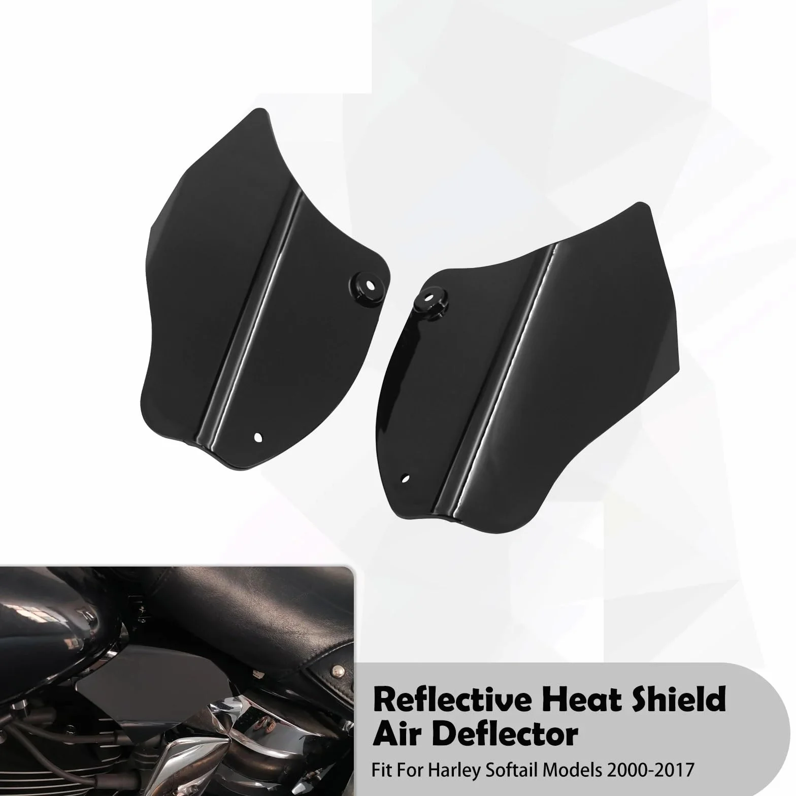 Deflektor motocyklowy Saddle Air Heat ShieldsAB Reflective do Harley Softail Breakout Fat Boy HeritageDeluxeFLHC00-2017 Przednia szyba motocyklowa(Air Deflector A)
