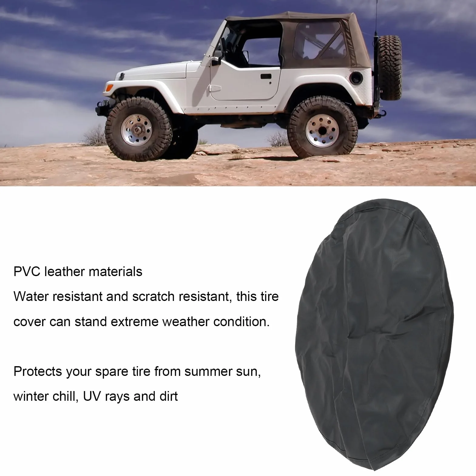 15 -calowa Pokrywa Opon, Ochronna Pokrywa Opon Zapasowa Pokrywa Oponowa dla 215/65R16, 225/65R17, 235/70R16 Opony, Universal Tire Wheel Protector do RV Trailer Truck SUV CAR CAR