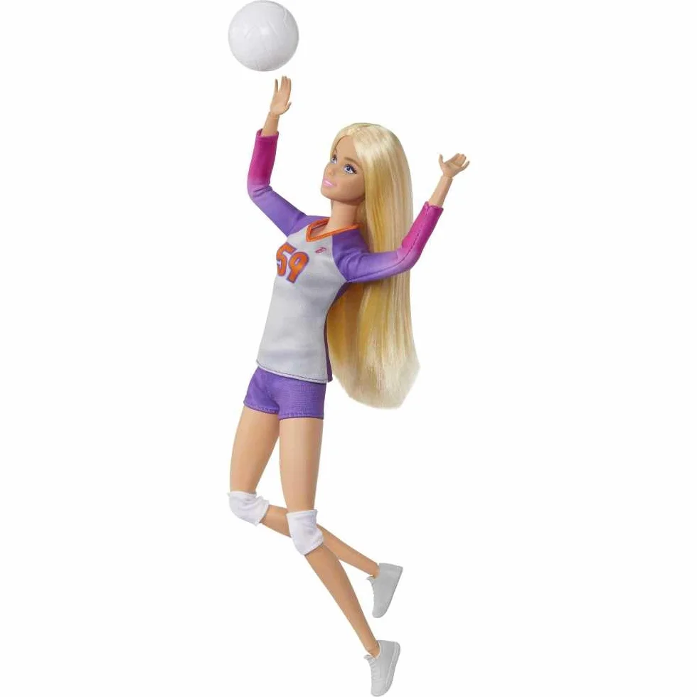 Barbie Made to Move Linia Kariera Siatkarka Lalka ze strojem sportowym i piłką, HKT72