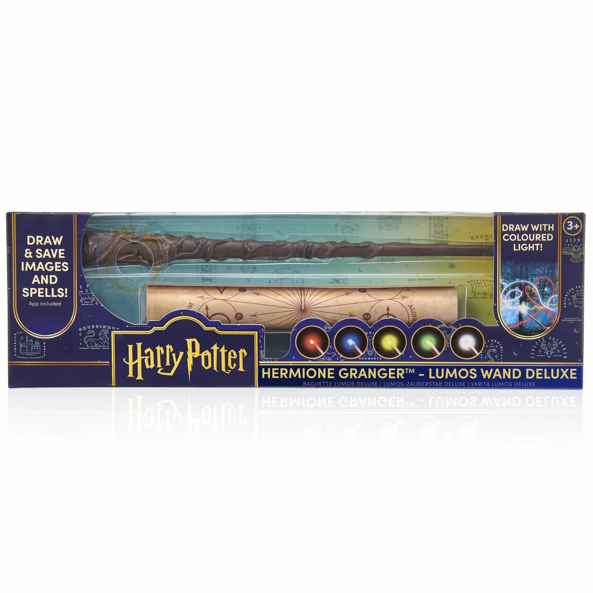 WOW! STUFF Hermiona Granger Deluxe ładowalna różdżka do malowania światłem z wielokolorową końcówką LED