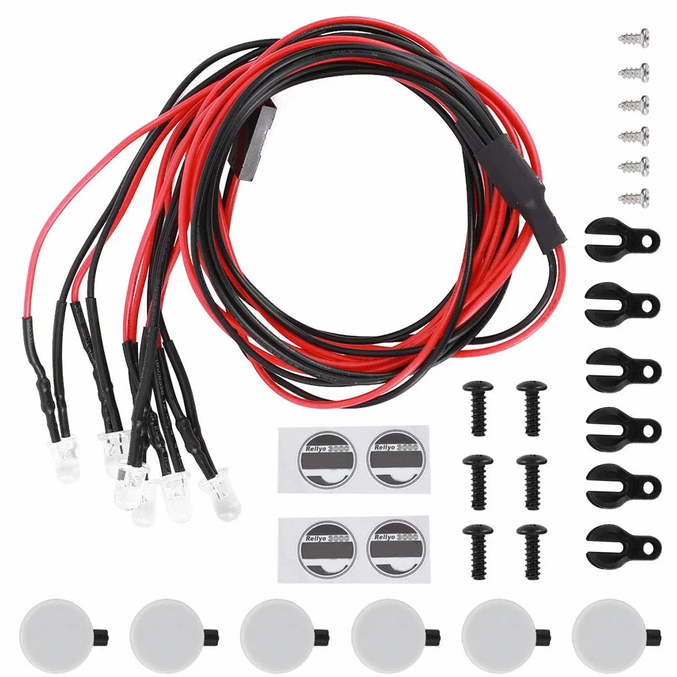 Światła dachowe RC, długowieczne zdalne sterowanie LED Crawler Oświetlenie bagażnika samochodowego RC Okrągły abażur Akcesoria Pasuje do Traxxas Trx4 / SCX10 II 90046 90047 1/10 RC Car (6LED)