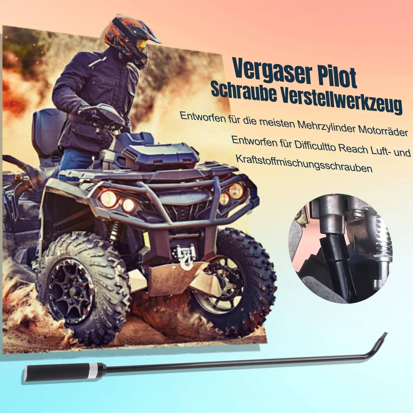 16.34-calowe Narzędzie do Regulacji śruby Pilotującej Carb, Uniwersalne Metalowe Narzędzie do Regulacji śruby Pilotowej z Głowicą Kątową 110 °, śrubokręt Regulacyjny do Skutera śnieżnego ATV UTV