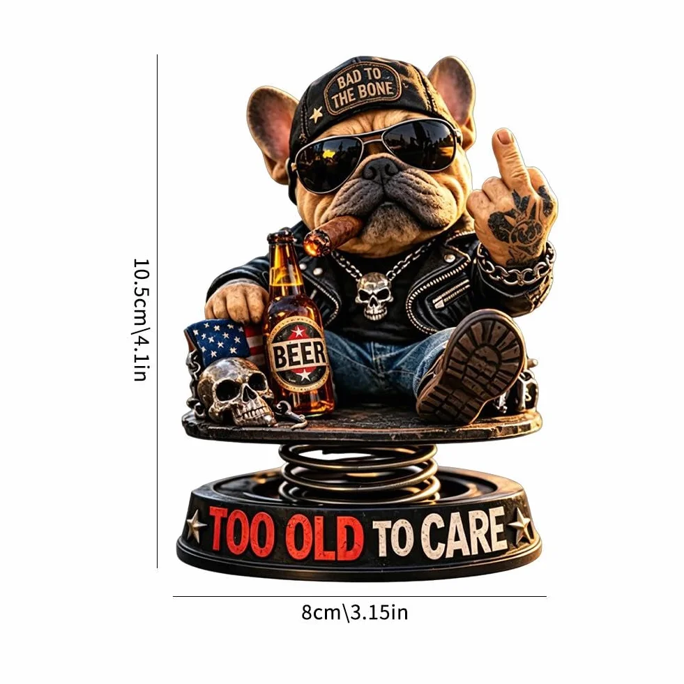 Bobblehead Bulldog na Deskę Rozdzielczą - Figurka z Żywicy, Potrząsająca Głową Psa Ozdoba Samochodowa