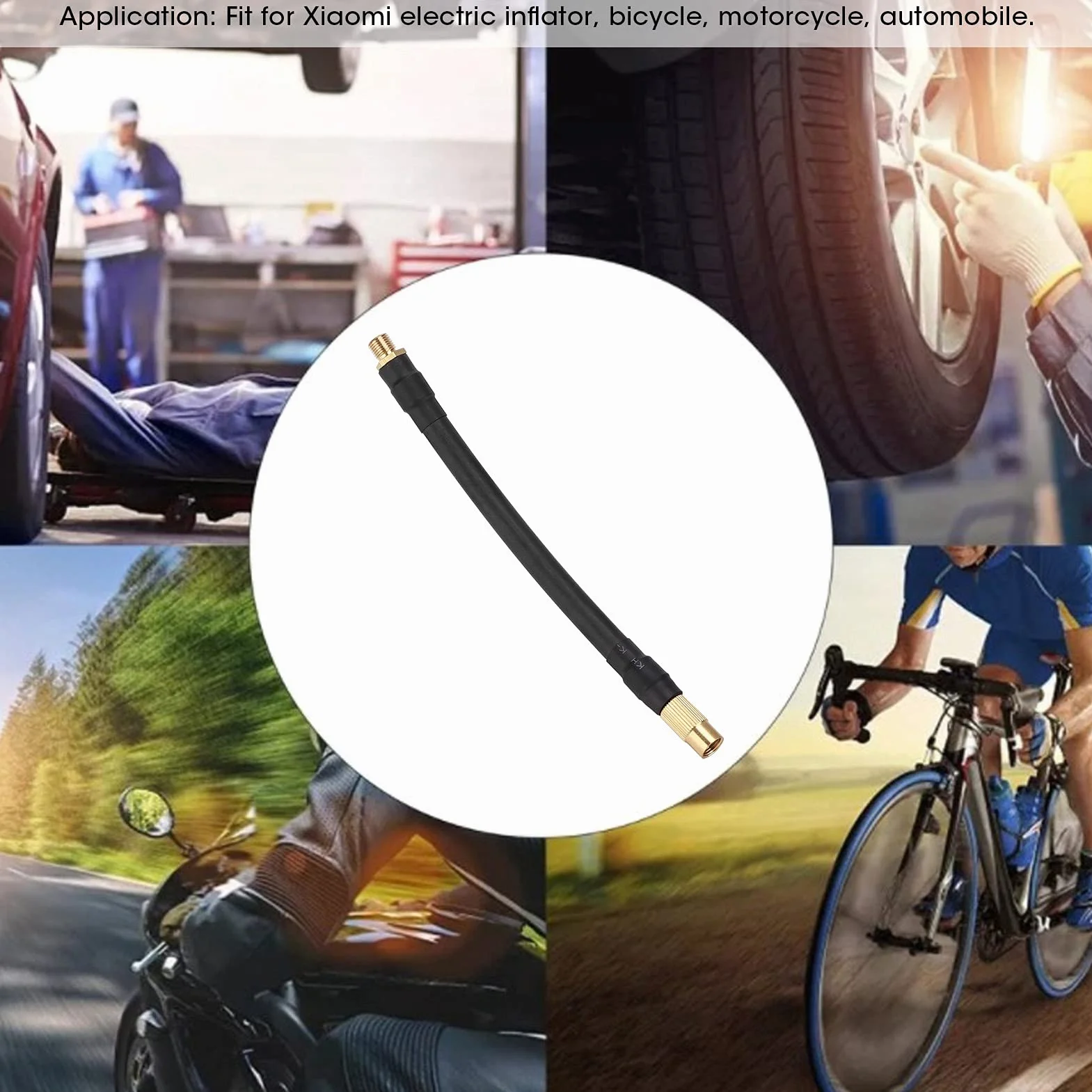 Wąż Gumowy do Pompowania Opon, Akozon 6,3 Cala Wąż Przedłużający do Pompowania Opon Rurka Pompy Powietrza Zamiennik dla Motocykla Motocyklowego Xiaomi Electric Inflator
