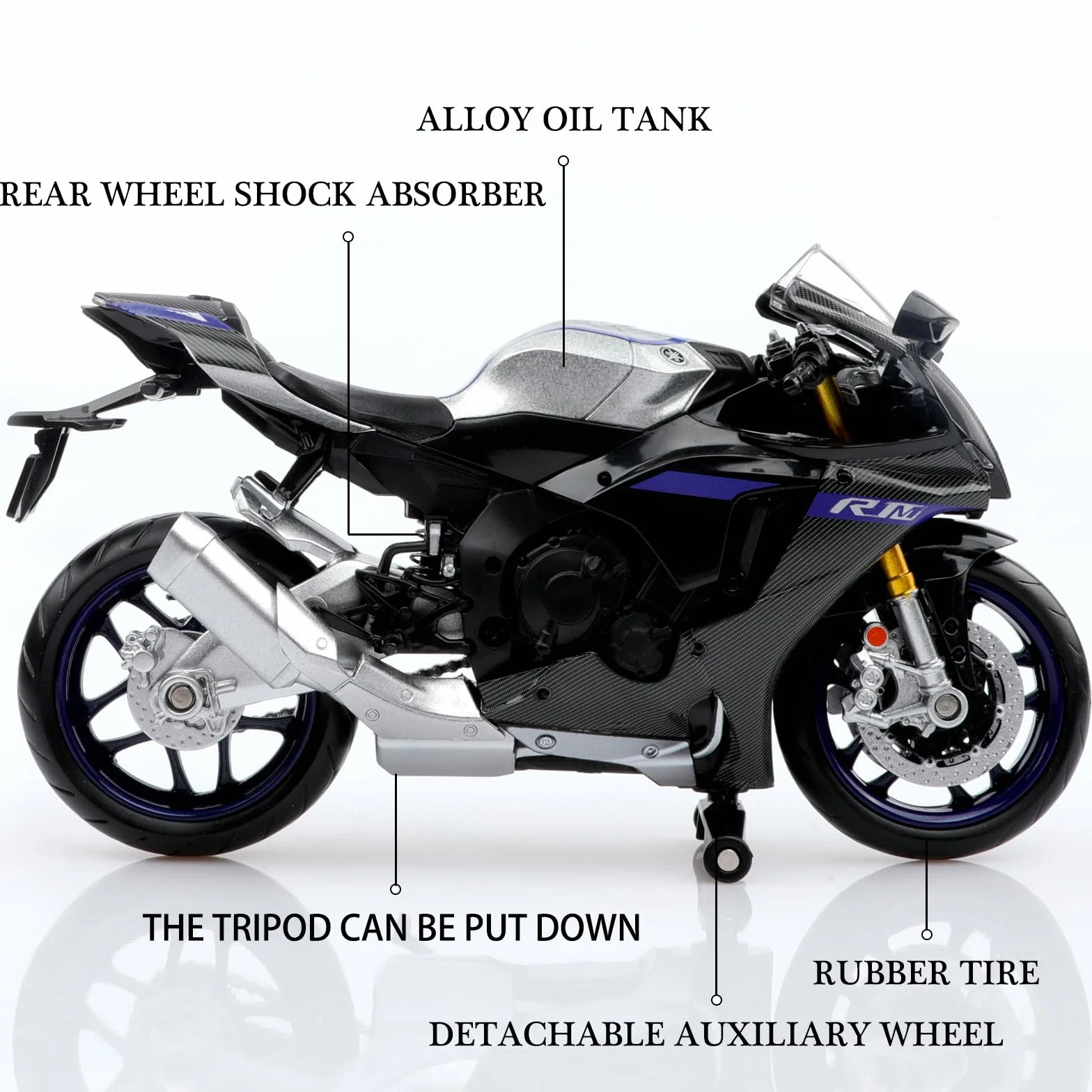 TOKAXI Yamaha YZF-R1M Diecast skala 1/12, zabawka motocyklowa, model motocykla Yamaha, zabawka motocyklowa R1, prezent dla chłopców i dziewczynek