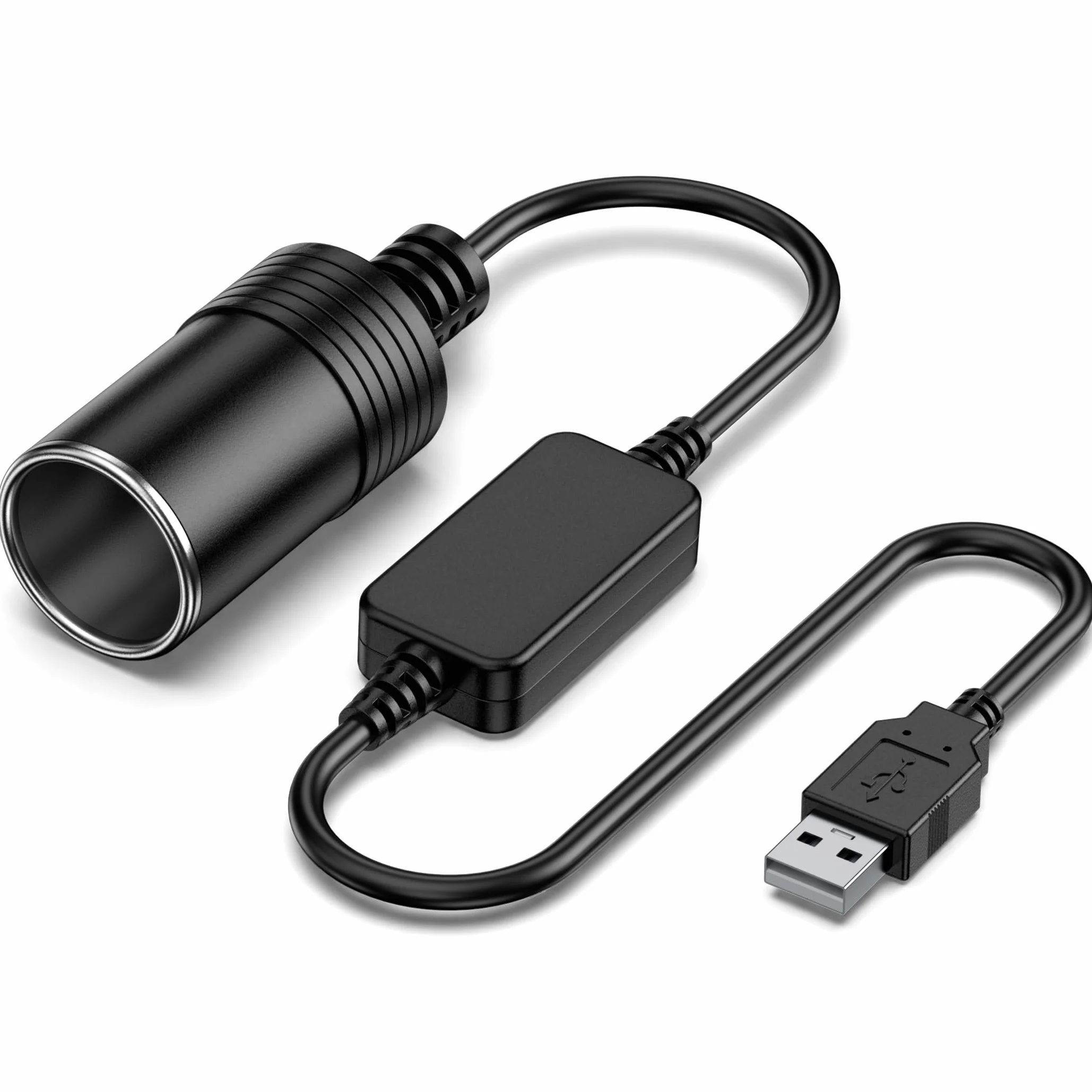 AUSYDE 5 V USB A męski na 12 V gniazdo zapalniczki samochodowej żeński konwerter przedłużacz kabel adapter przewód (poniżej 8 W) na zewnątrz, kemping i podróże