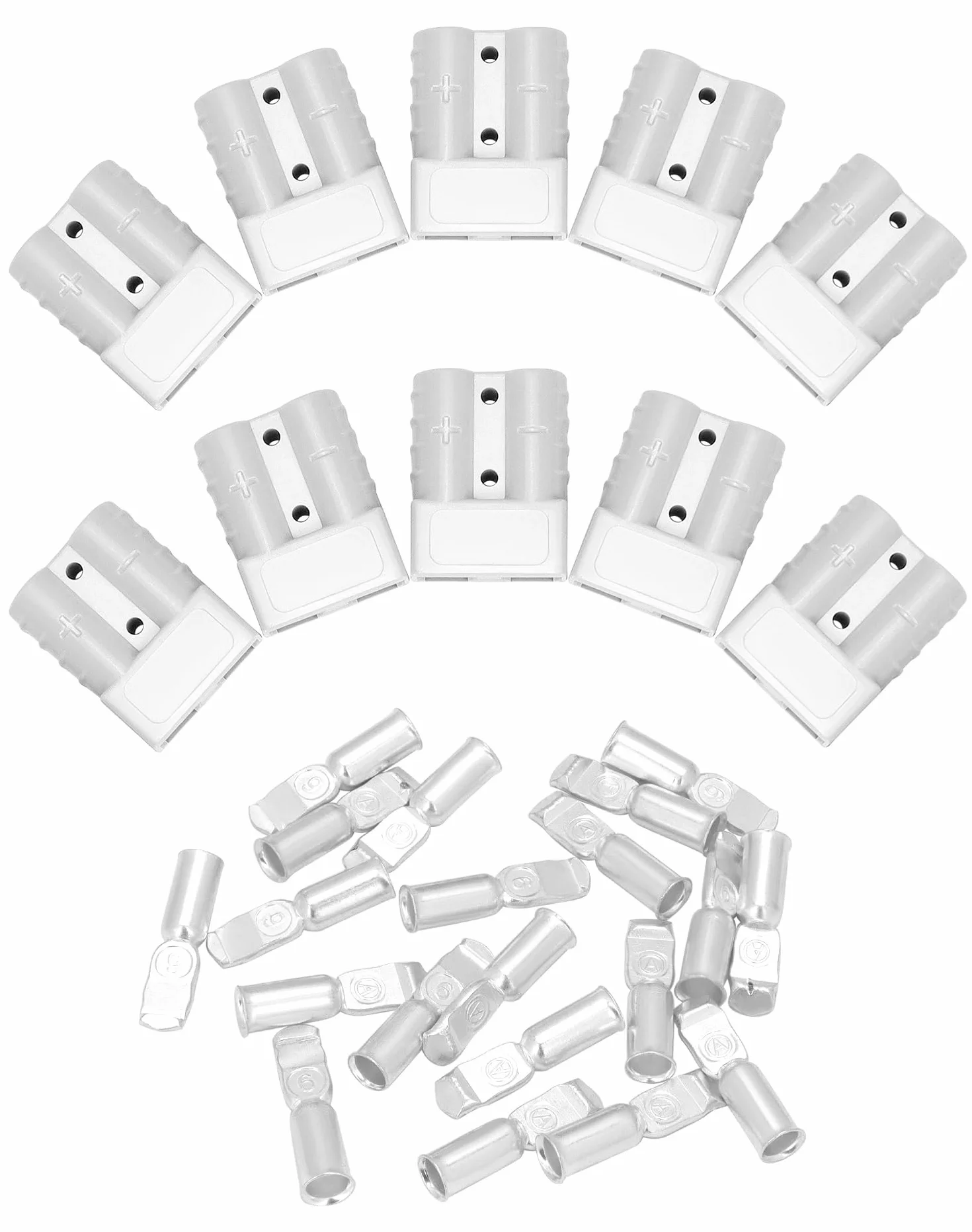 QWORK® 10 zestaw złączy do akumulatorów 50A 600V, szybkozłącze wtykowe do akumulatorów do wózków widłowych, przyczep kempingowych, samochodów, łodzi
