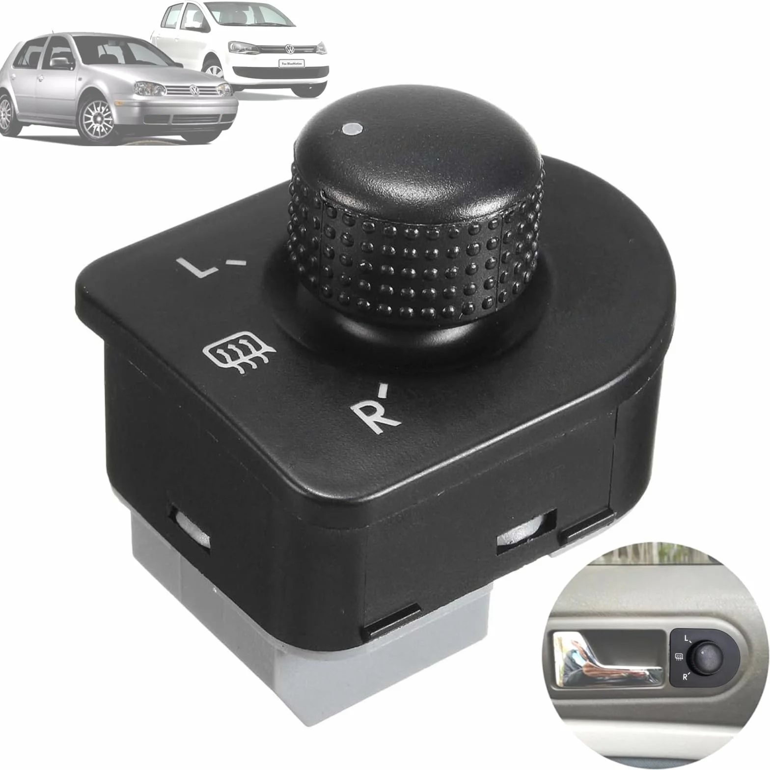 Twowinds Przycisk lusterka wstecznego kompatybilny VW Jetta Golf 4 Passat 1998-2004 New Beetle 1998-2006 Drzwi przednie lewe strona kierowcy 1J1959565F