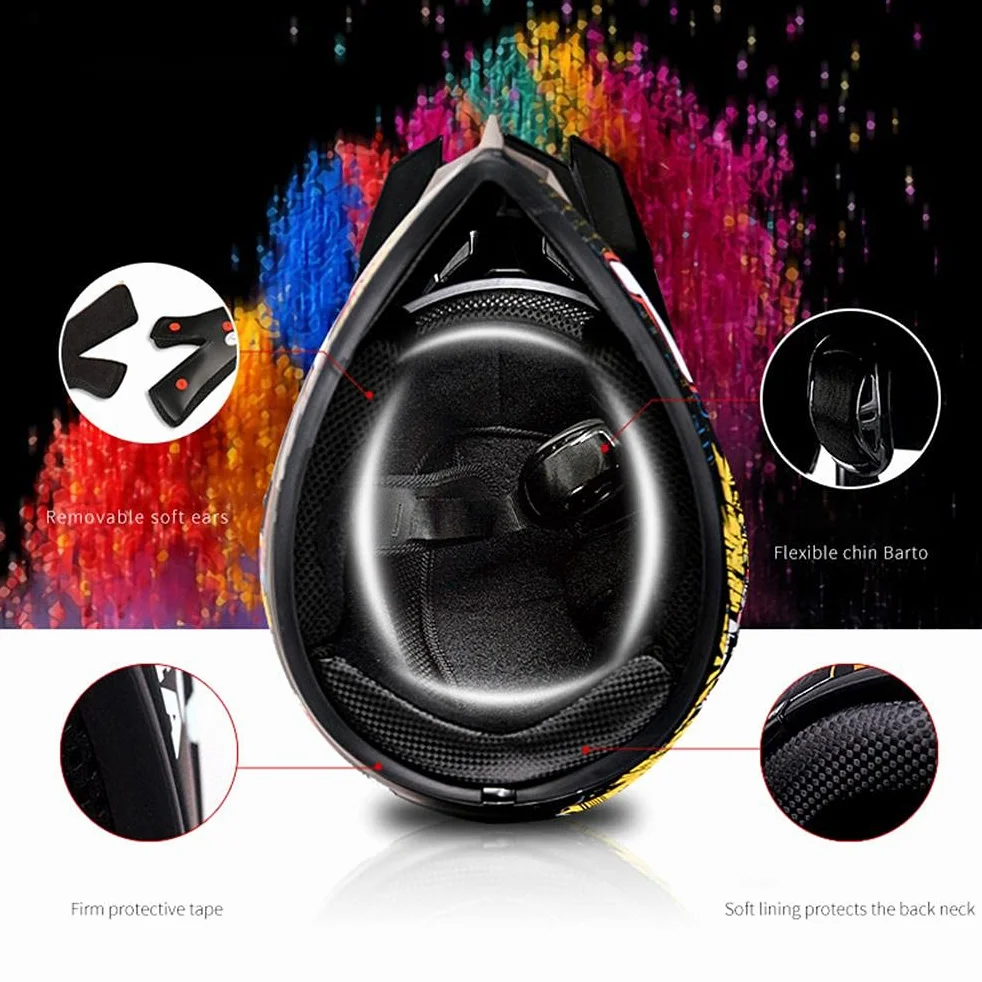 HAOXU Kask motocrossowy z goglami na twarz, maska na całą twarz, kask MTB Off-Road Electric Dirt Bike Motorcyccle/Mountain Bike kask dla dorosłych dzieci