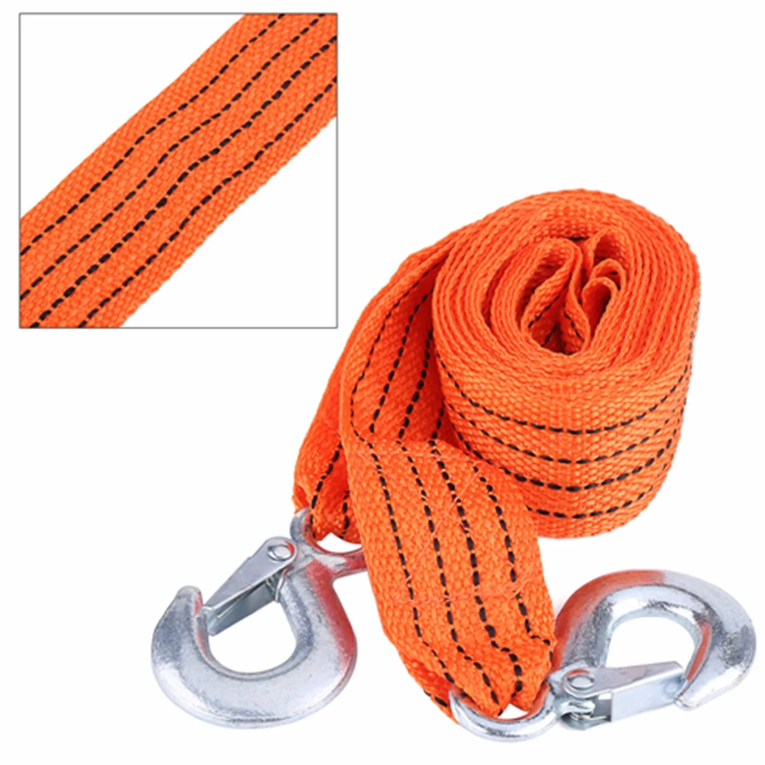 Kabel holowniczy 3-tonowy z hakami, lina holownicza pomarańczowa