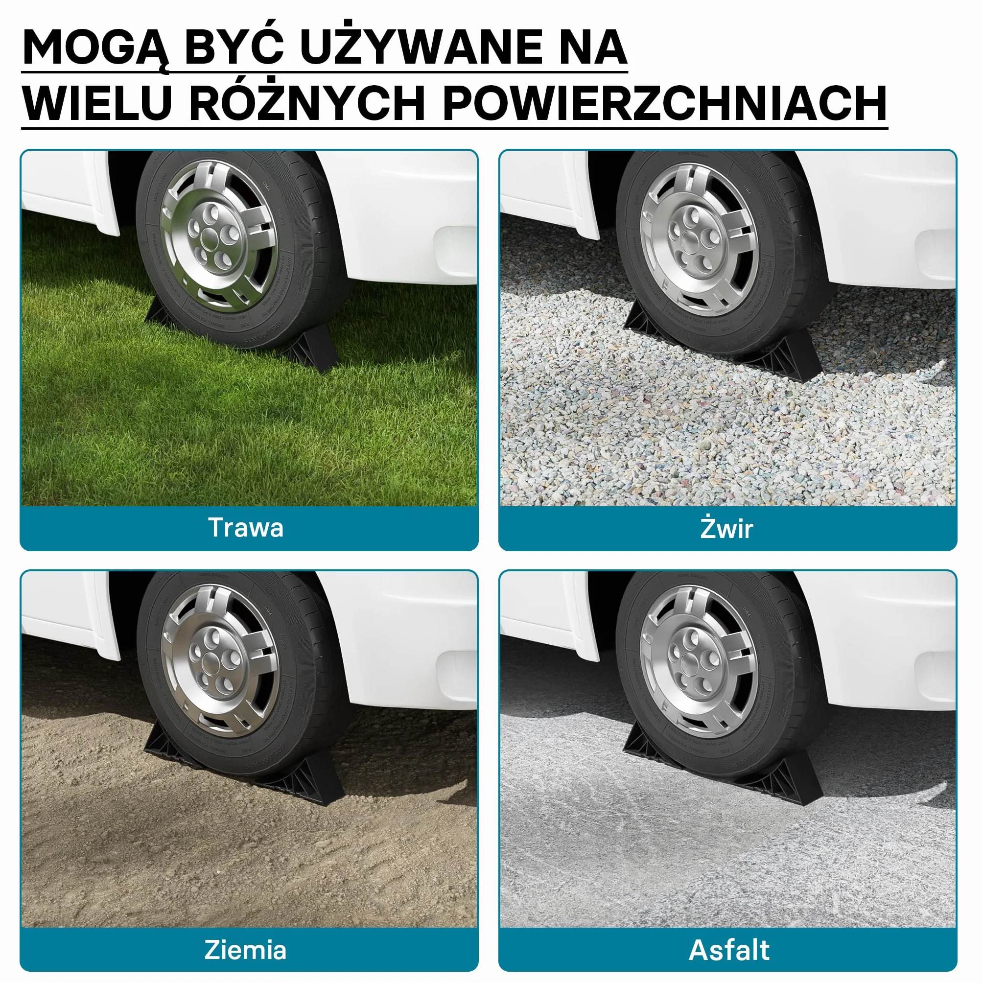 Wiltec Kliny podkładowe z uchwytem do przyczep 1,6t