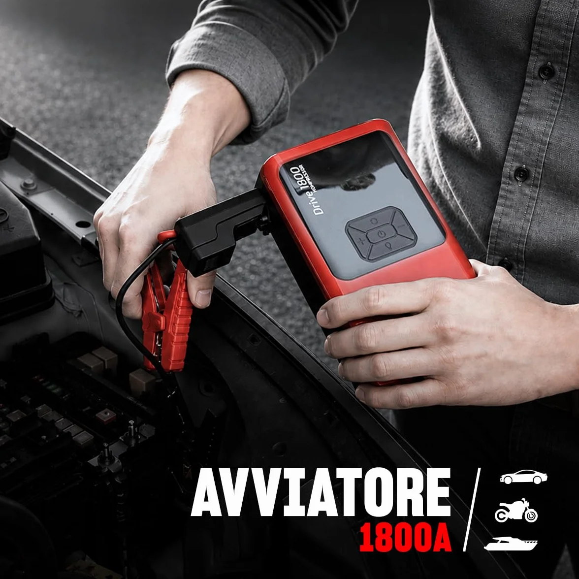 Telwin Napęd 1800 Kompressor 12V Przenośny Akumulator Awaryjny z Sprężarką Powerbank LED 1800A