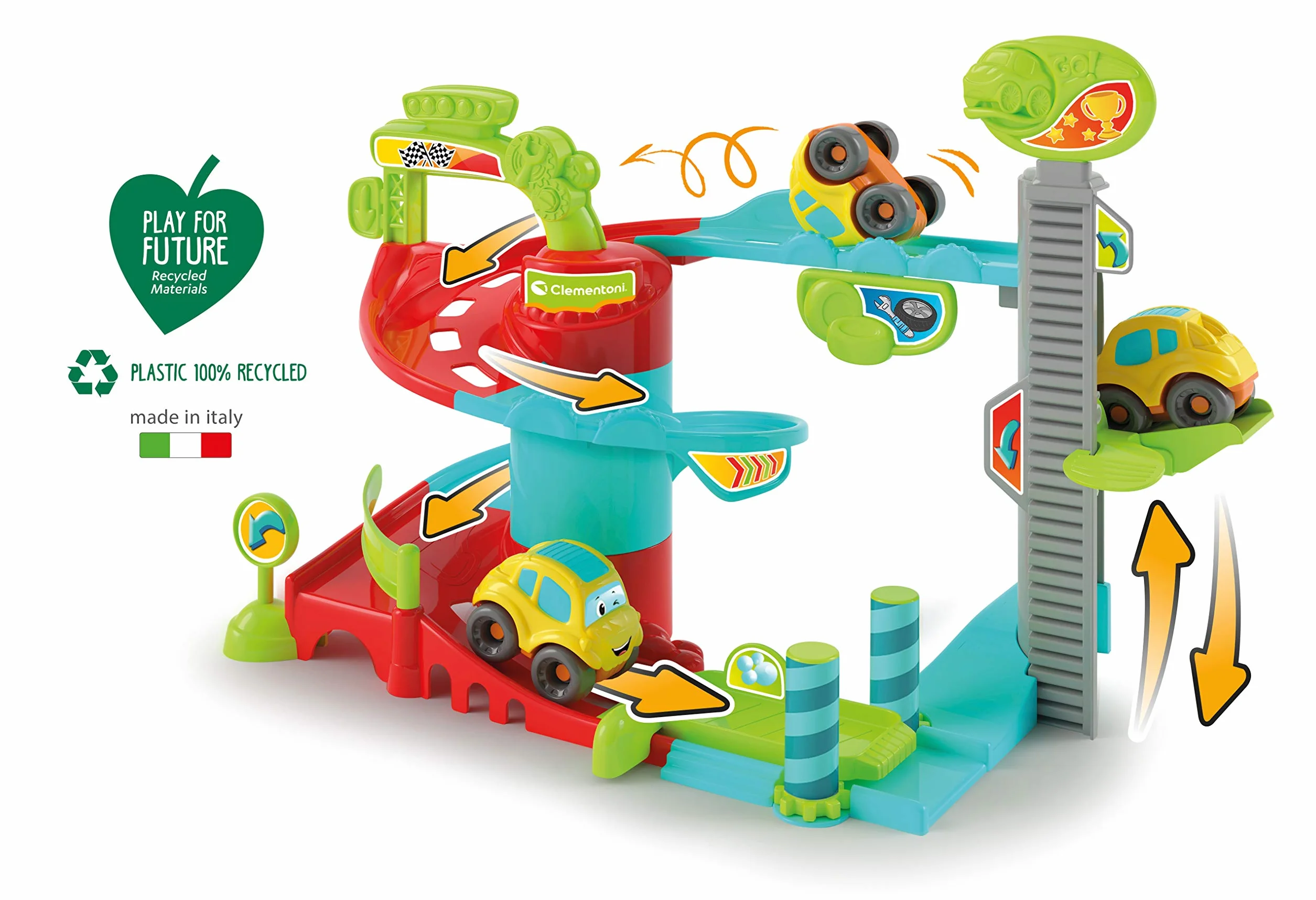 Clementoni - Fun Garage Baby Track zestaw do zabawy, wielokolorowy, 17404