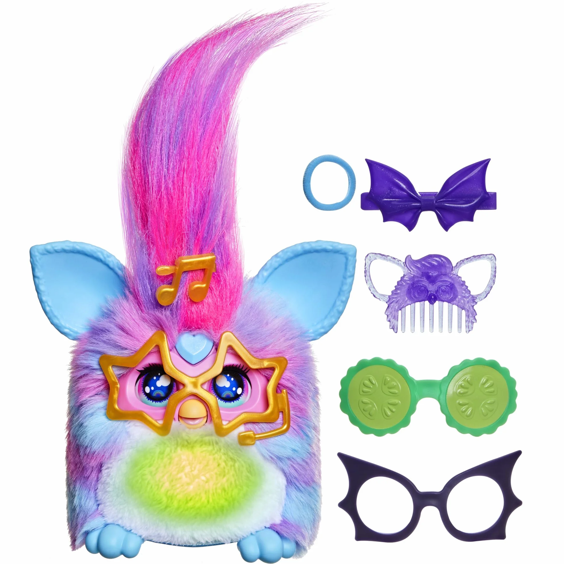 Interaktywna pluszowa zabawka elektroniczna Furby Vibes Blue Razz dla dziewczynek i chłopców w wieku od 6 lat