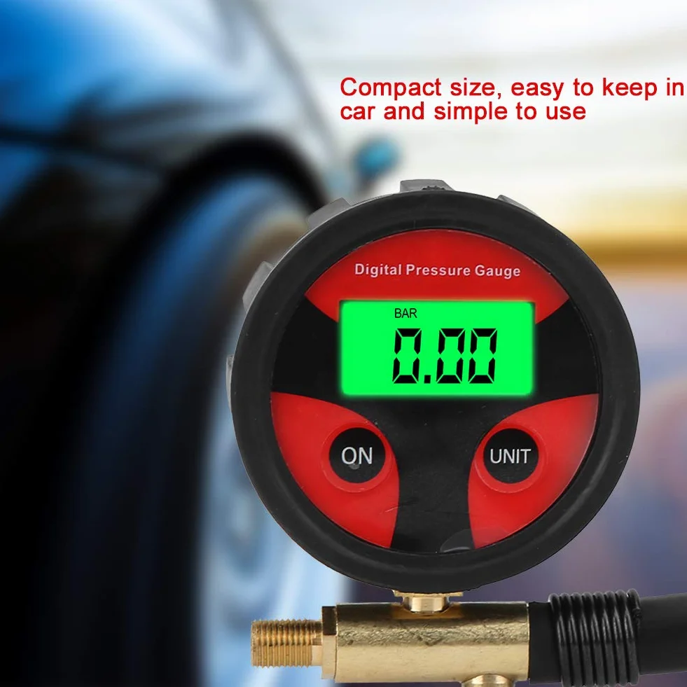 Fydun Wskaźnik ciśnienia w oponach 0-200PSI Car Multi-Fonction LCD Cyfrowy miernik ciśnienia powietrza w oponach Tester miernika