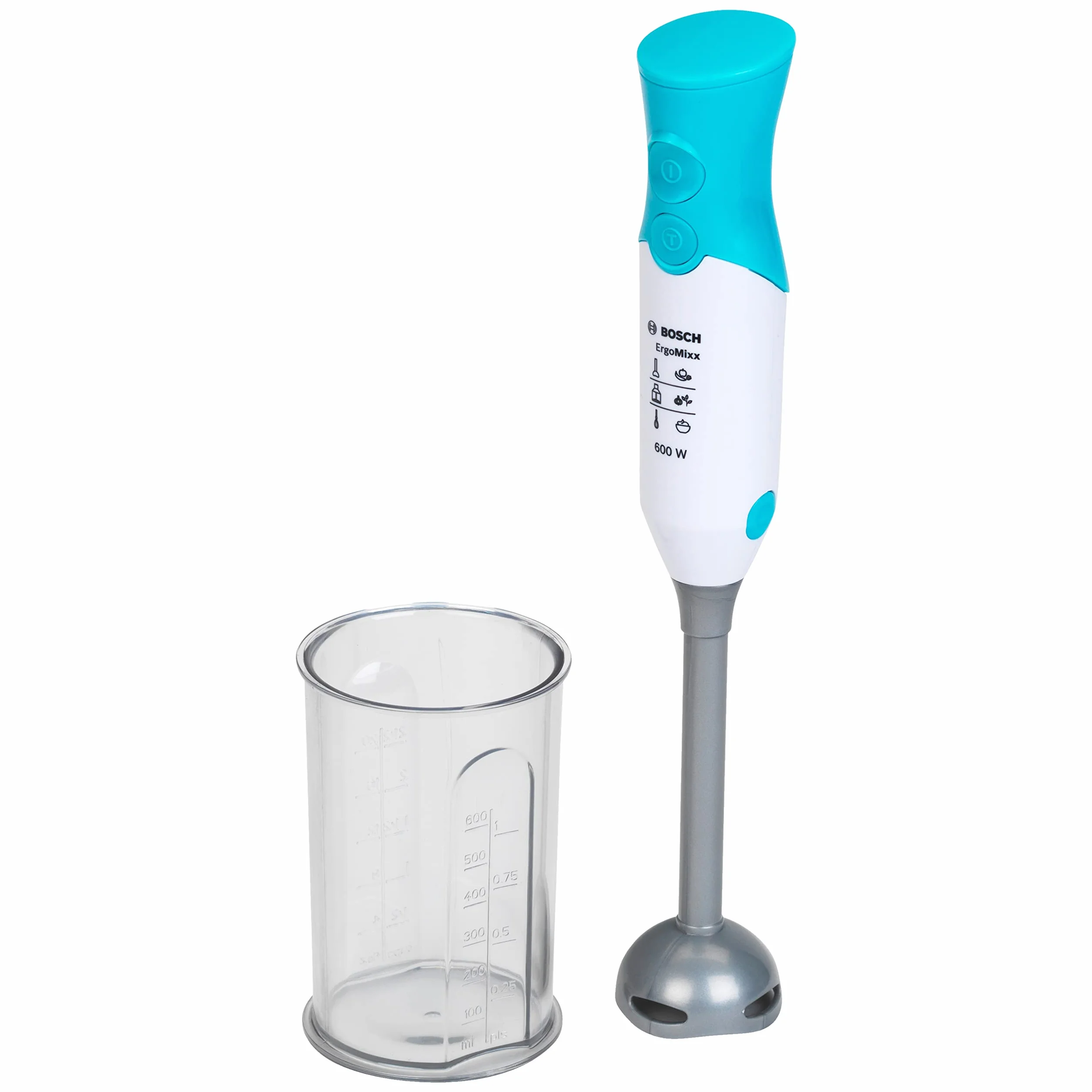 Theo Klein 9532 Blender rczny Bosch | Atrapa bezpieczna dla dzieci, posiada obrotowe pseudoostrza oraz miark | Wymiary: 8 cm x 8 cm x 27,5 cm I Dla dzieci w wieku od 3 lat
