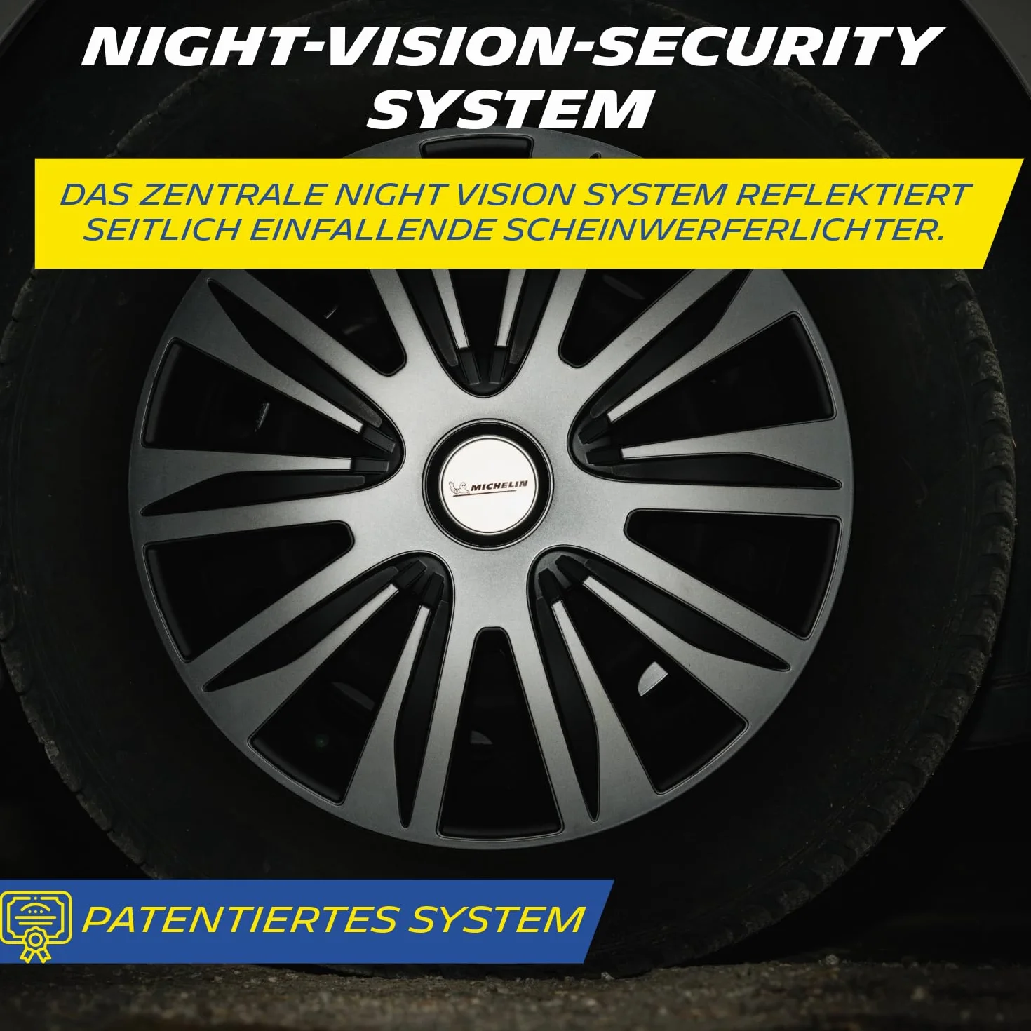 MICHELIN Fabienne uniwersalne kołpaki ozdobne 4 sztuki czarne ABS