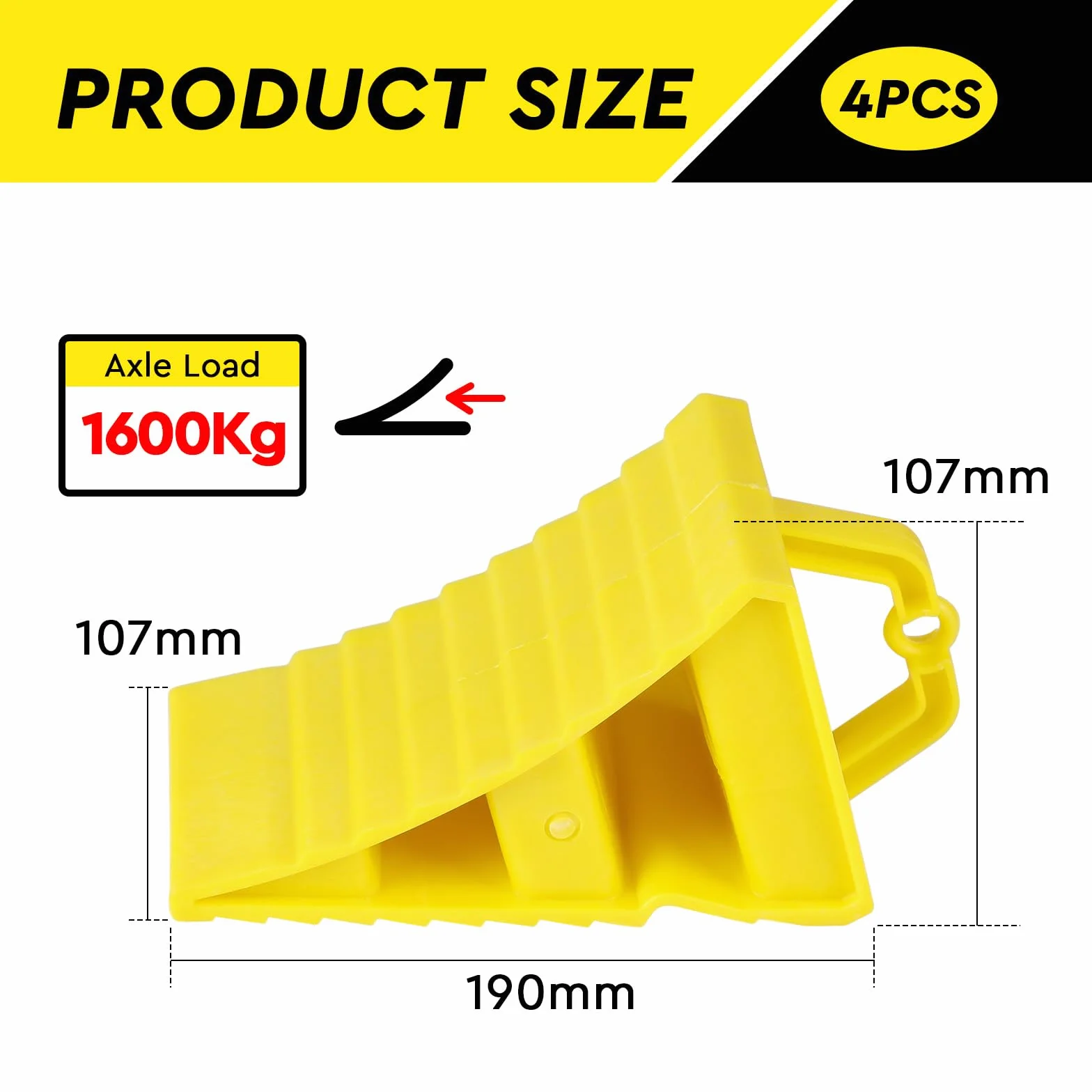 SWAWIS 4 sztuki podkładek z tworzywa sztucznego PE 190x107x107mm, z uchwytem i 20 odblaskowymi naklejkami, kołaki hamulcowe do przyczep kempingowych, samochodów kempingowych, przyczep kempingowych