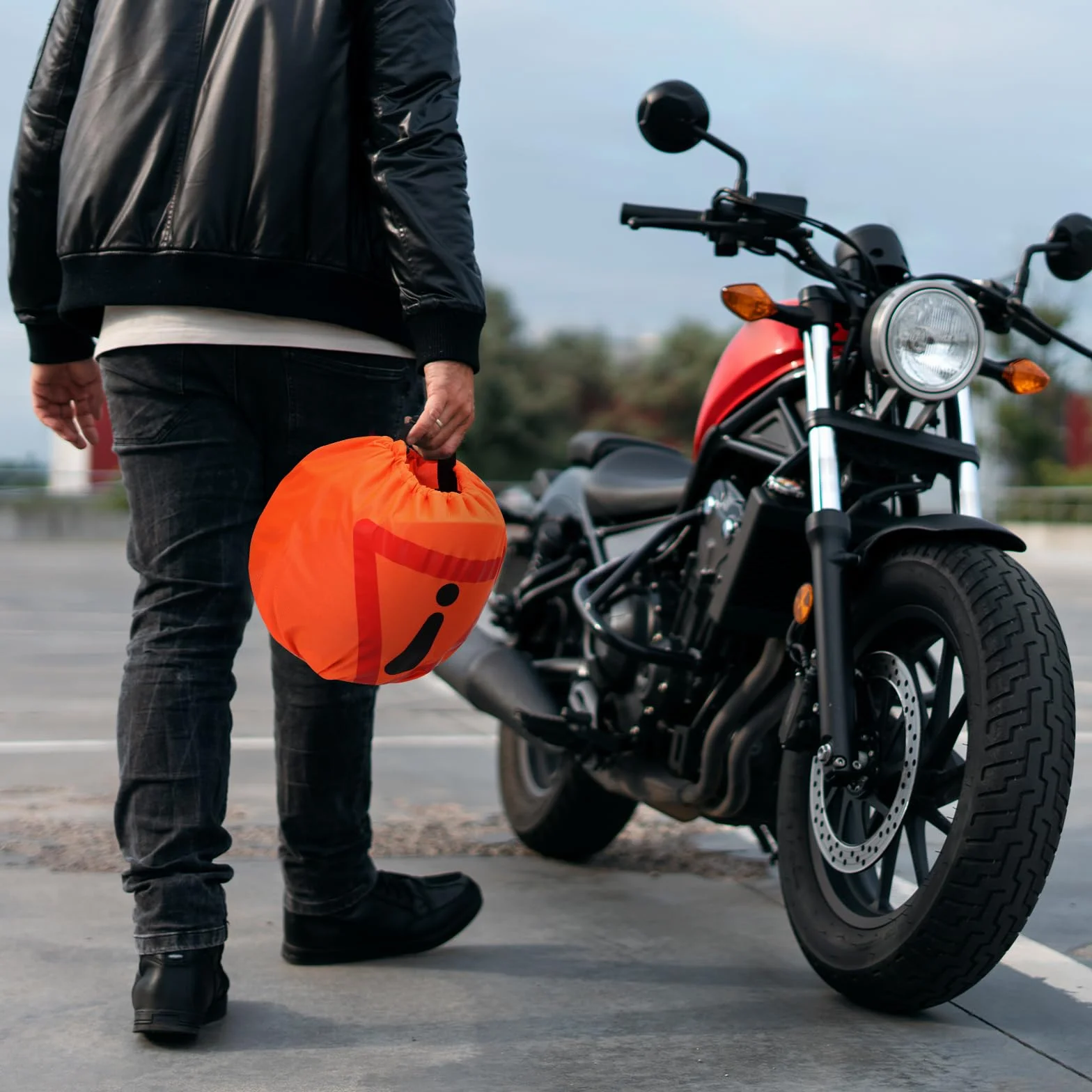 BEIMEIII Zestaw trójkąt ostrzegawczy i pokrowiec na kask motocyklowy 46x43 cm