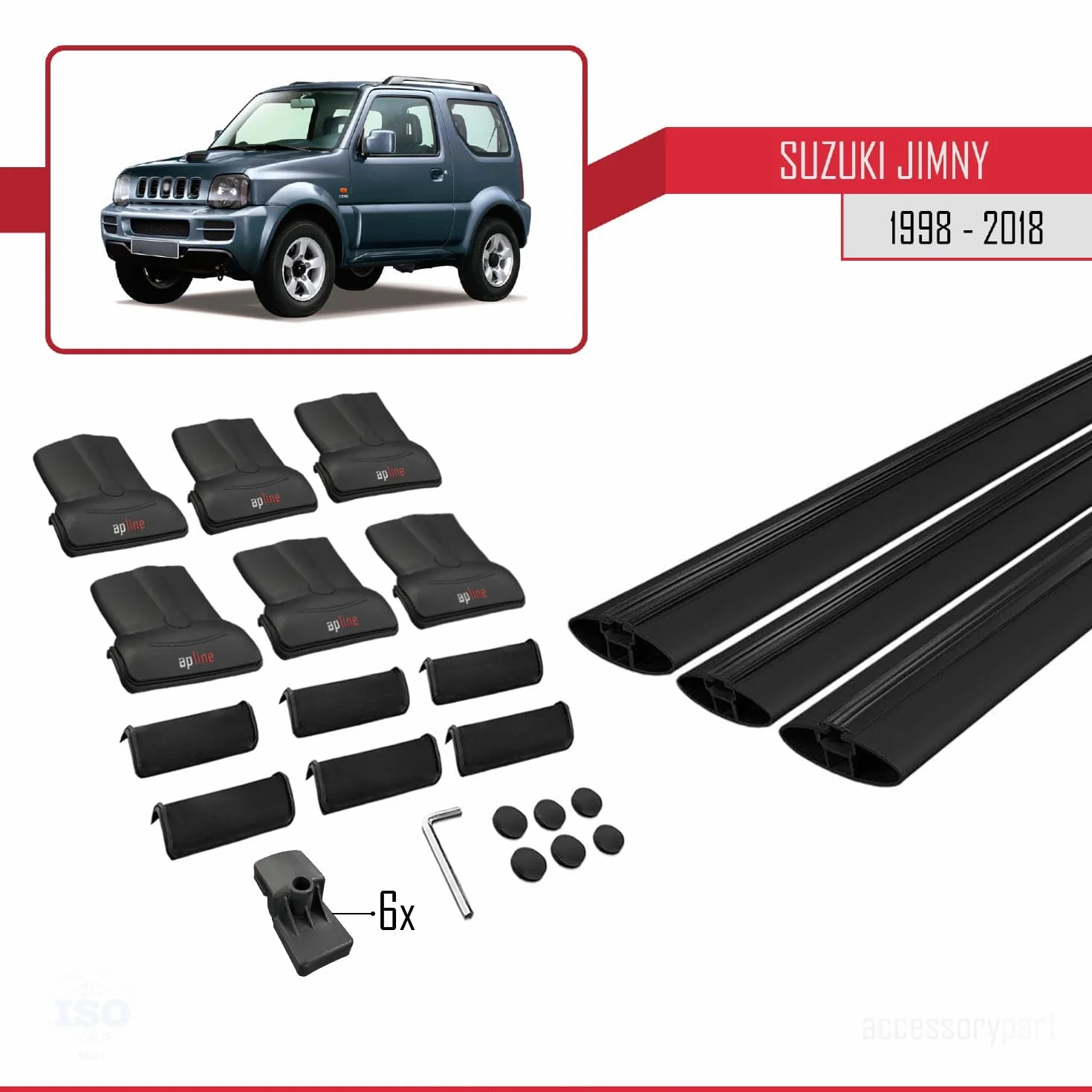 Kompatybilny z Suzuki Jimny (JB33/JB43) 1998-2018 FLY Model Aluminiowe poprzeczki dachowe Czarny 3 szt.