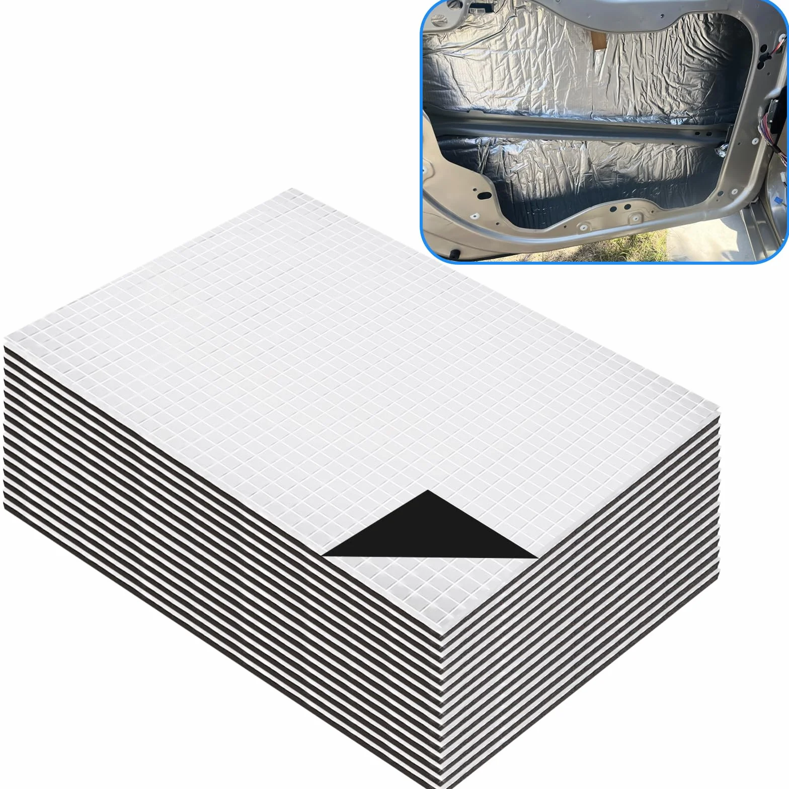 15 sztuk mat izolacyjnych do samochodu, 40 x 25 cm, mata izolacyjna, samoprzylepna, ognioodporna, odporna na wilgoć, 7 mm