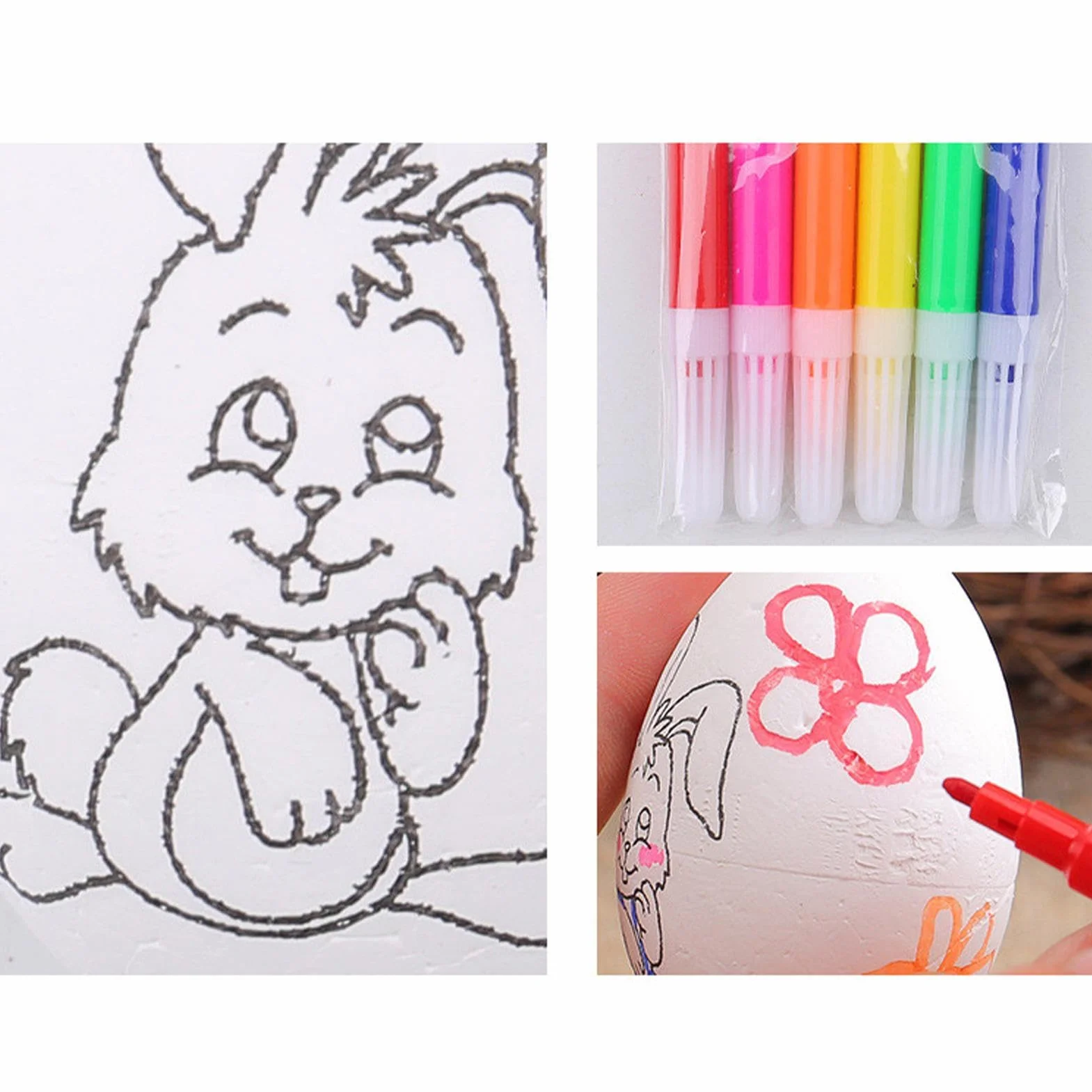 Easter Egg Painting Kit, Arts and Crafts Dye Coloring Set, 6x Easter Egg Hunt Activity, 2.36x1.57x1.57 Inches Creative Spring Basket Stuffers for Girls and Boys