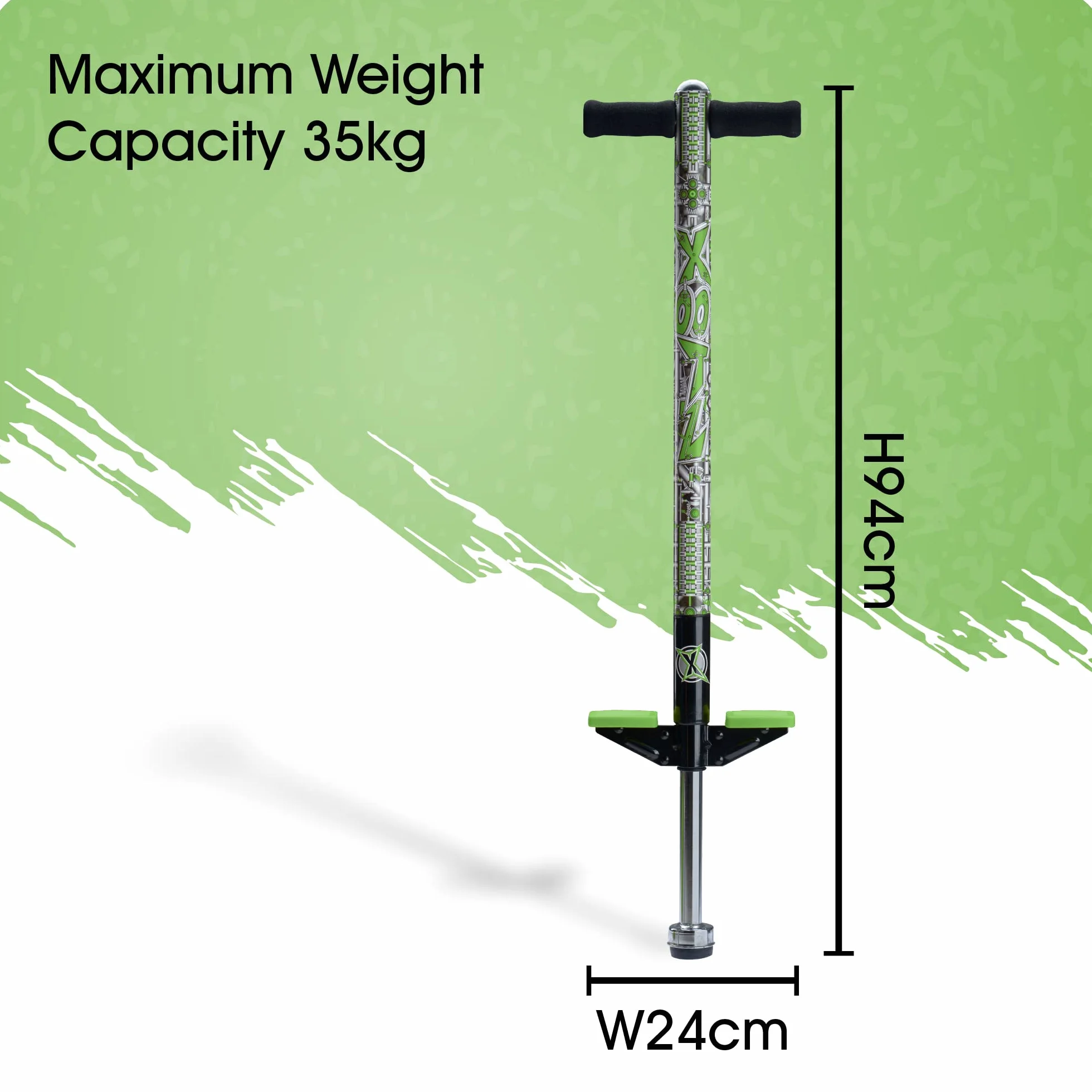 Xootz Pogo Stick | Wzornictwo przemysłowe dla dzieci, chłopców i dziewcząt, kierownica z miękkiej pianki, w wieku 5+, do 35 kg