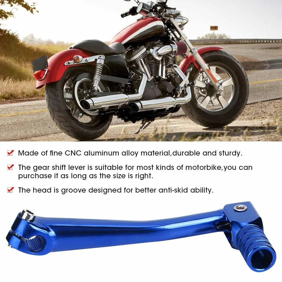 Aluminiowa składana dźwignia zmiany biegów CNC uniwersalna 5,9x2,5 cala niebieska akcesoria motocyklowe