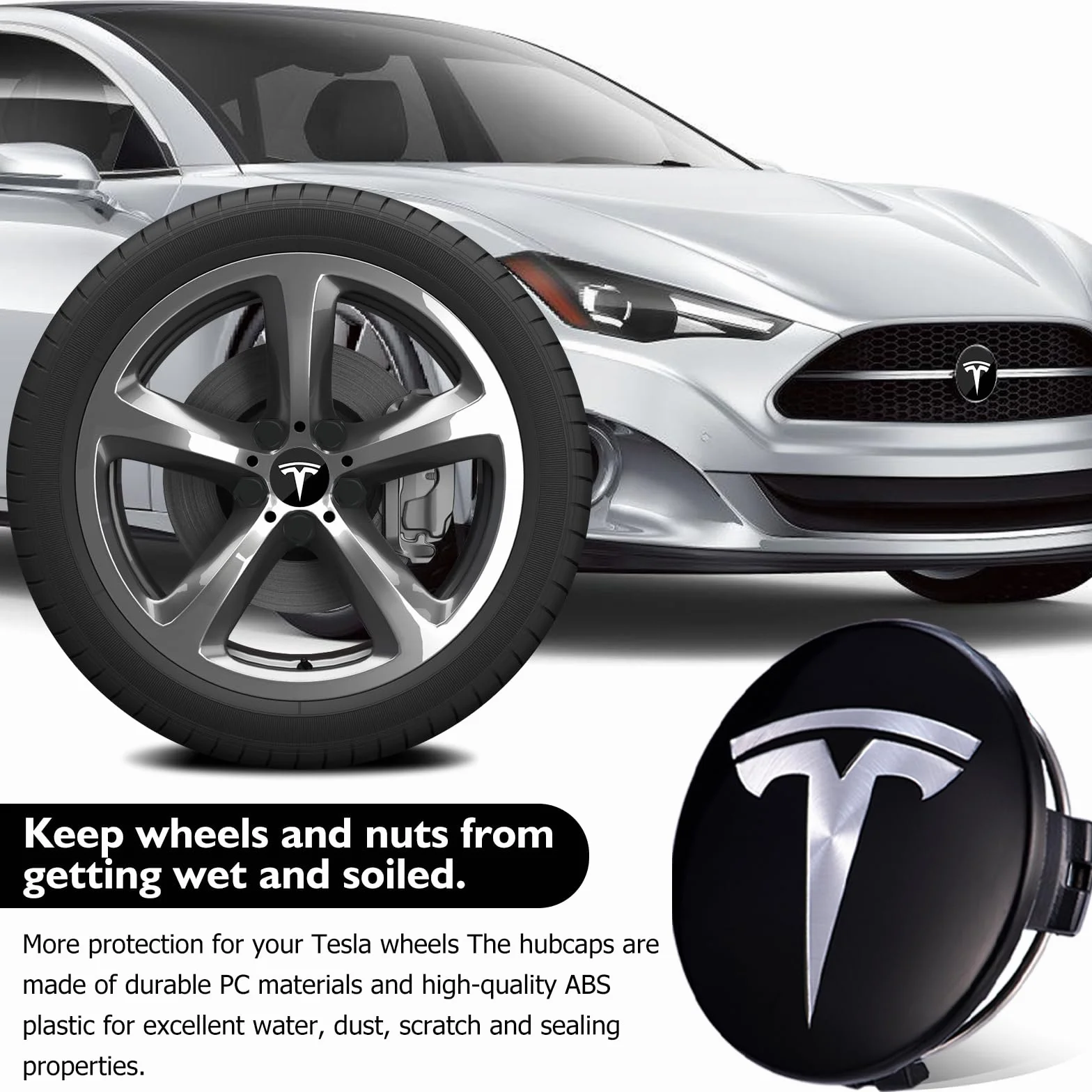 LEKEFETO Zestaw kołpaków Center do Tesla Model 3, Model Y, Model X, Model S