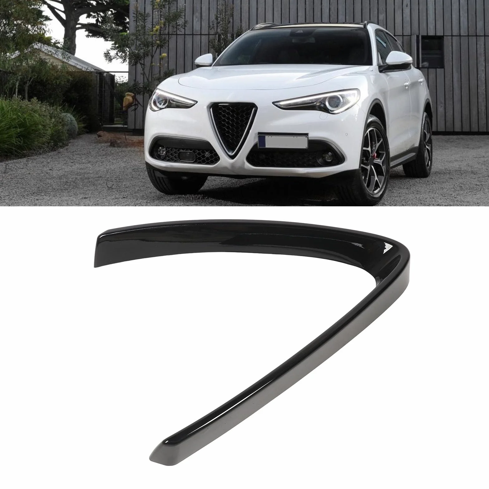 Przedni Zderzak Grille Trim, Jasny Czarny Kształt Litery V Osłona Przedniej Kratki, Przedni Zderzak Grill Ochronny Wycinka do Stelvio 2017 do 2023