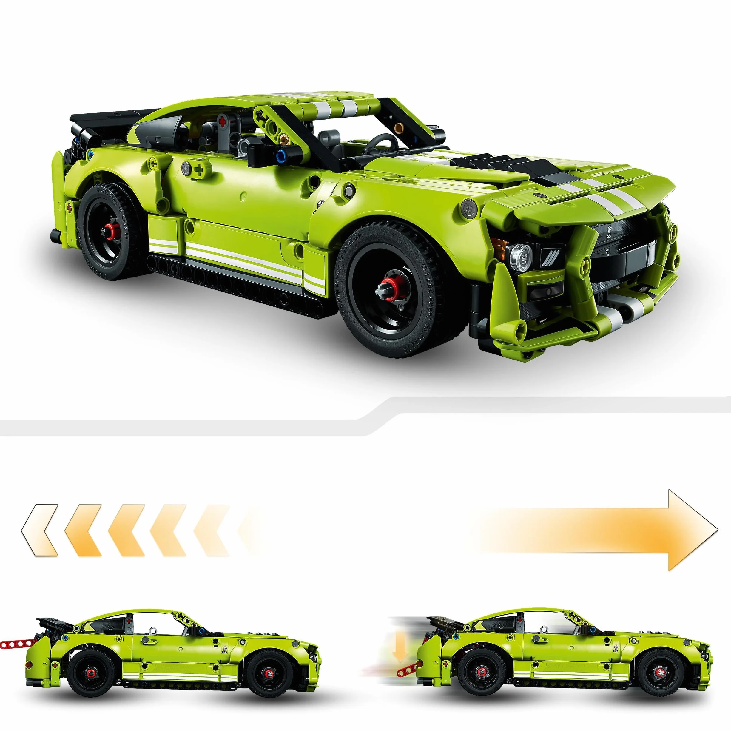 LEGO Technic Ford Mustang Shelby GT500, Zestaw Kreatywny do Budowy Modelu Wyścigówki z Napędem Typu Pull-Back i Funkcją AR, Klocki Konstrukcyjne, Prezent dla Nastolatków, 42138