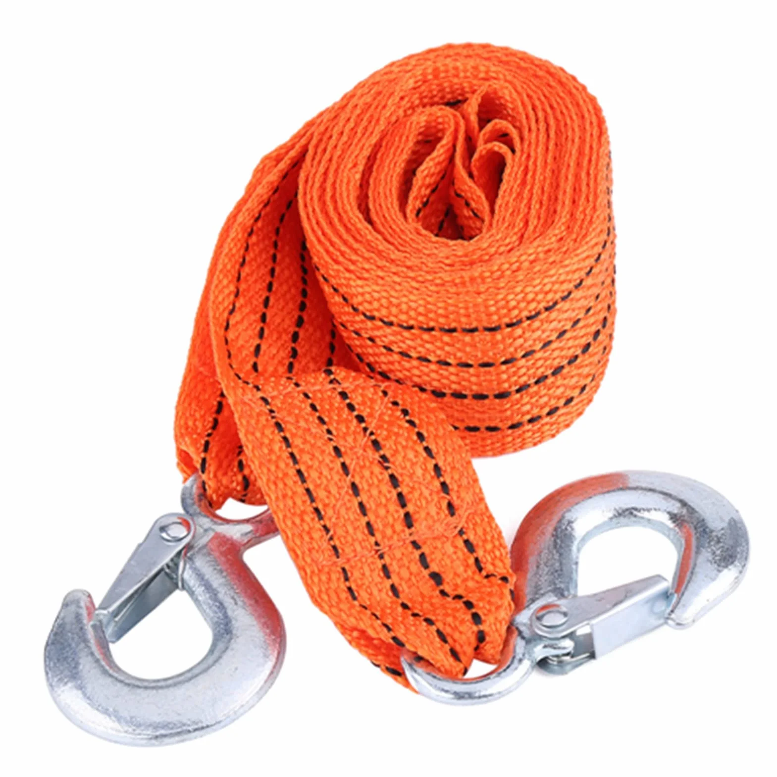 Kabel holowniczy 3-tonowy z hakami, lina holownicza pomarańczowa