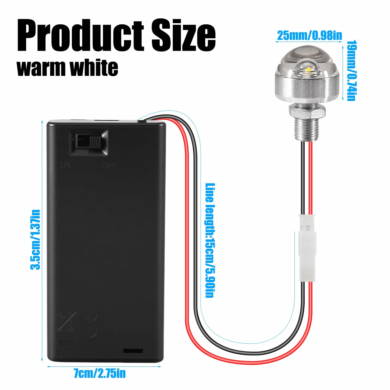 Miniaturowe lampy LED do domków dla lalek, mini lampki z uchwytem na baterie AA (ciepła biel)