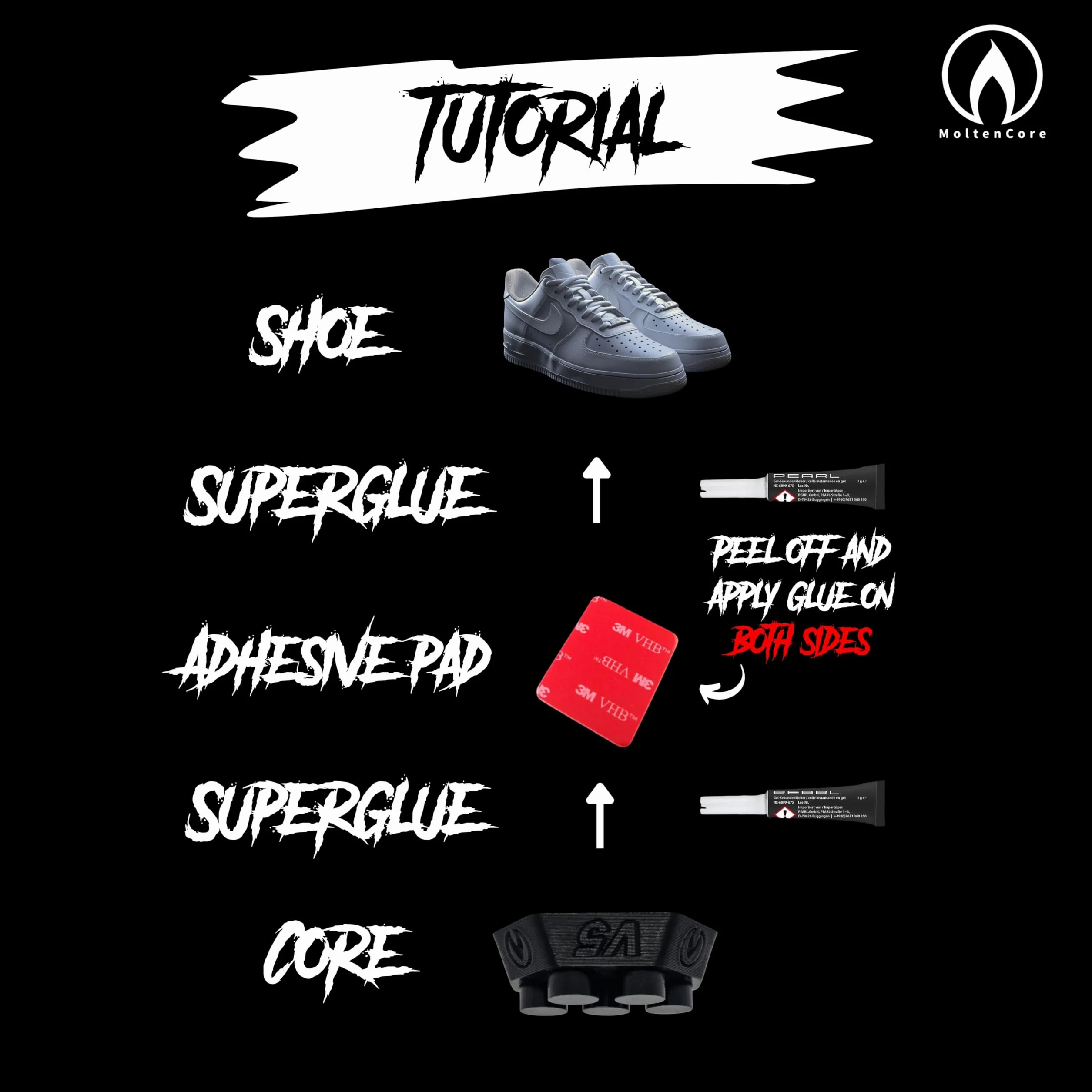 MoltenCore Core V5 Obsidian Ognisty Ślizgacz do Stopy Strong Flame Spark Motorcycle Feetslider zestaw 2 szt.