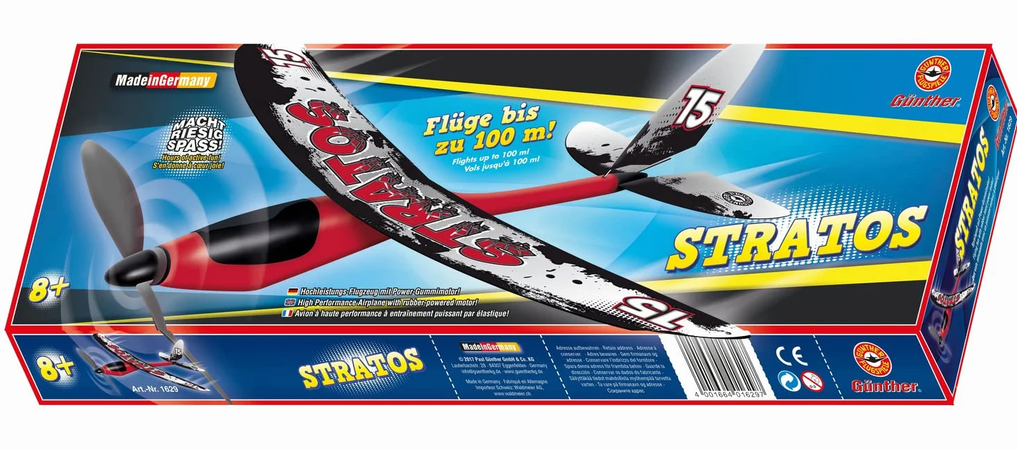 GÜNTHER FLUGSPIELE 1629 - silnik gumowy model lotniczy Stratos, ok. 53 x 50 cm