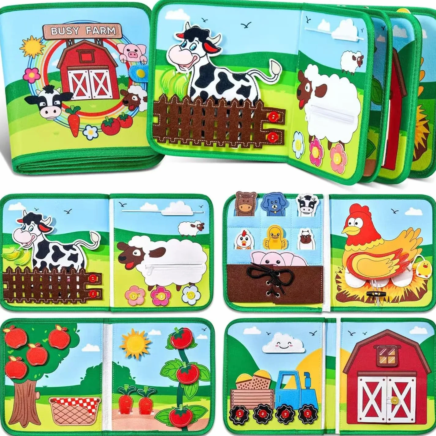 Montessori Busy Board z filcu 1 2 3 lata - panel sensoryczny Montessori Board Edukacyjny - zabawki dla dzieci, prezent dla dziecka, urodziny, Boże Narodzenie