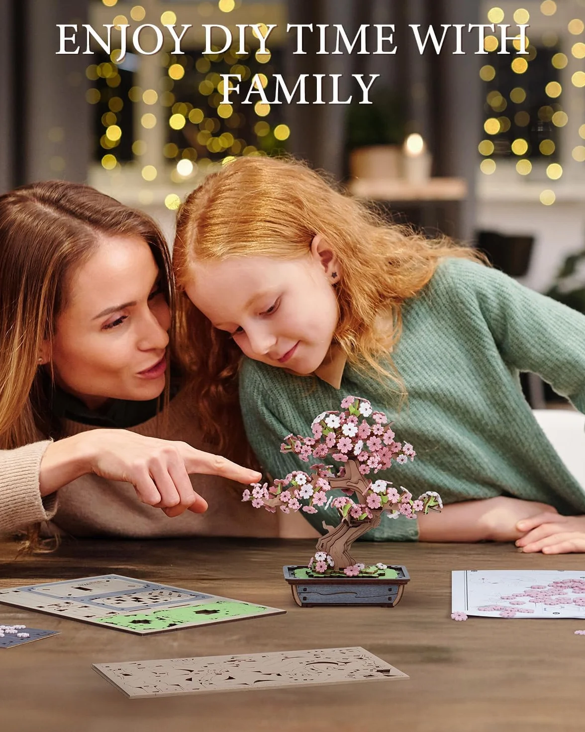 ROWOOD Sakura Bonsai puzzle 3D, drewniane zestawy modeli dla dorosłych do budowania, DIY, klasyczne zestawy konstrukcyjne Sakura, idealne jako dekoracja domu, prezent świąteczny i urodzinowy
