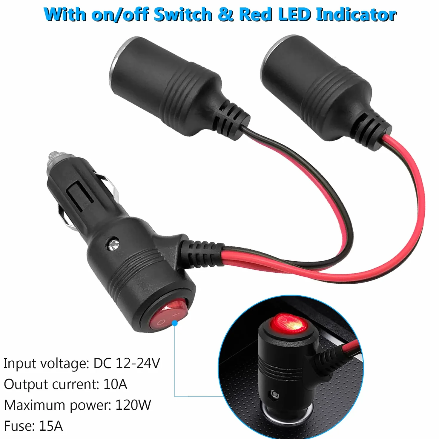 12V/24V Adapter rozdzielacza zapalniczki samochodowej 2 gniazdka USB Ładowarka samochodowa