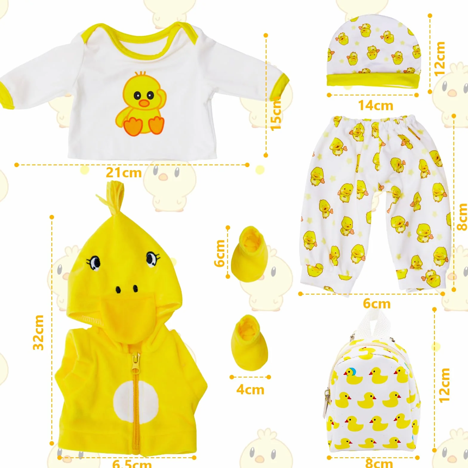 Ubranie dla lalka 35-43 cm, w zestawie: górna część, spodnie, kamizelki, kapelusz, plecak, skarpetki, żółta kaczka, ubrania dla nowego dziecka 14-17 cali, dla chłopców