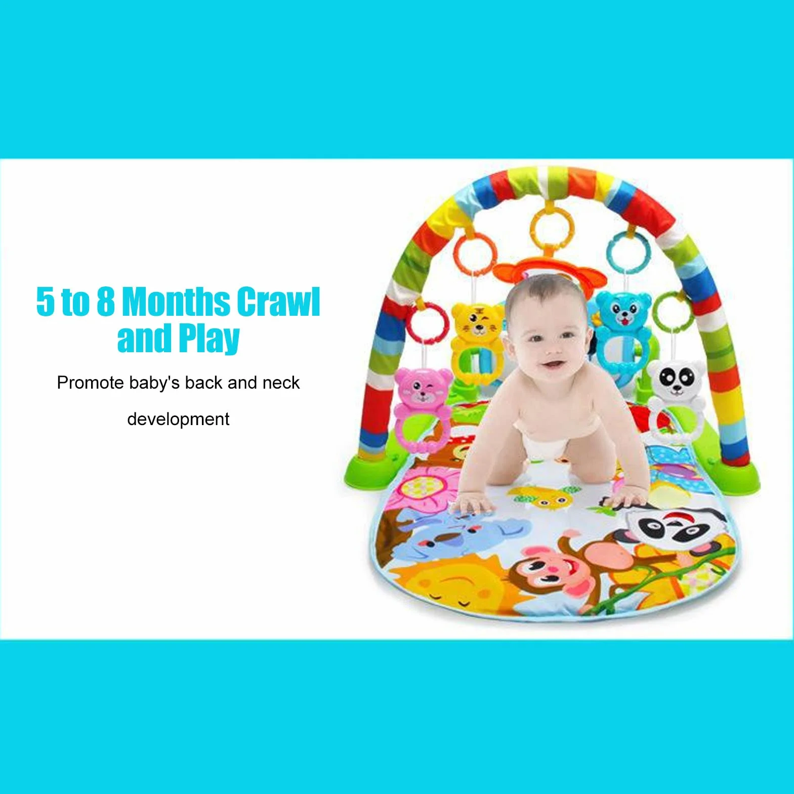 Baby Kick Play Piano, miękka, wygodna, zdejmowana edukacyjna mata gimnastyczna dla maluchów Kick Play Piano z lekką muzyką