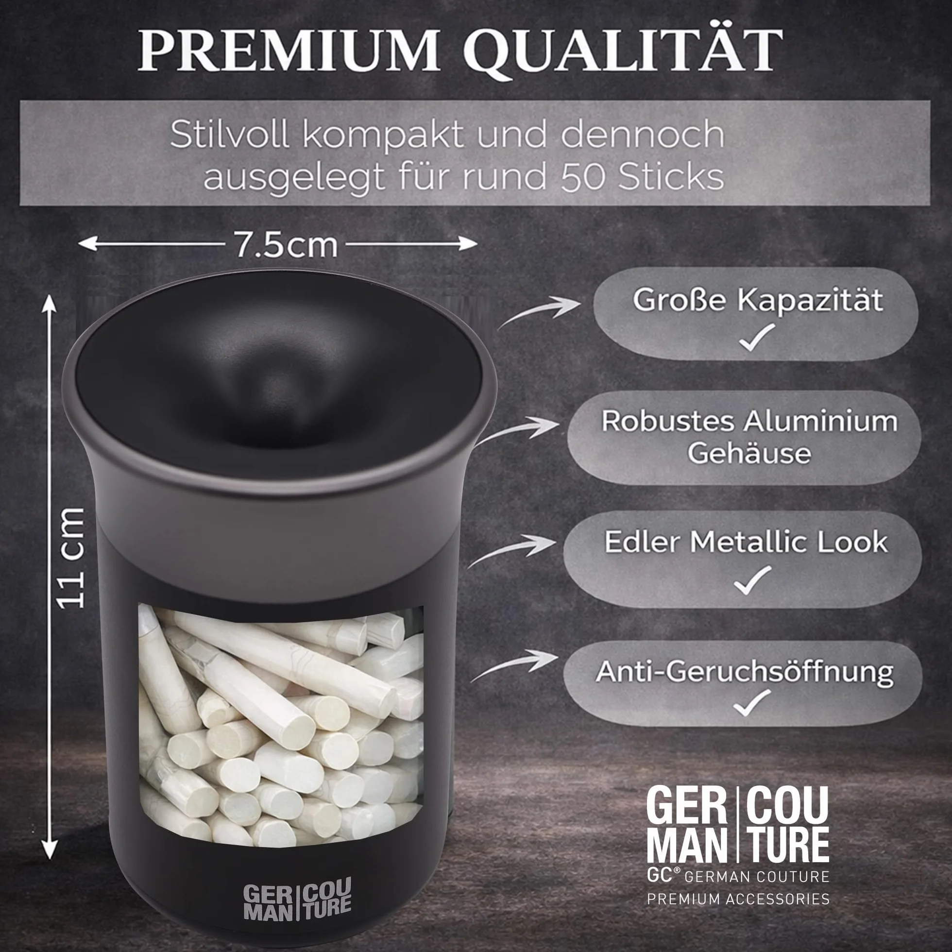 Popielniczka GC Stick Tray kompatybilna z Iqos 3 Akcesoria Duo Heets Iluma Terea Glo Neo-Sticks do samochodu Biura i Domu, ORYGINALNA Czarna/Szary