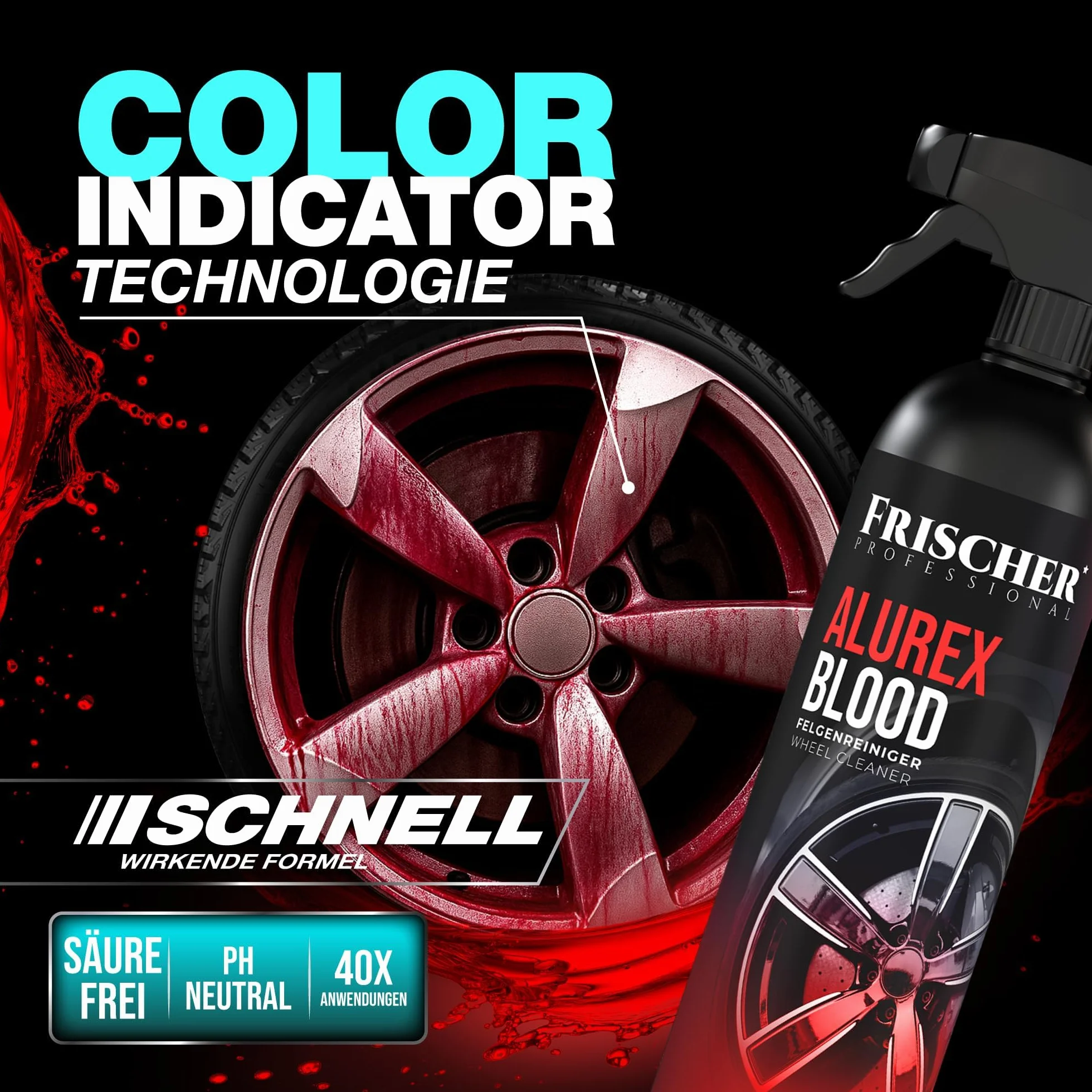 FRISCHER PROFESSIONAL1000 ml środek do czyszczenia felg do wszystkich felg ych ze szczotką do skutecznej pielęgnacji felg sam