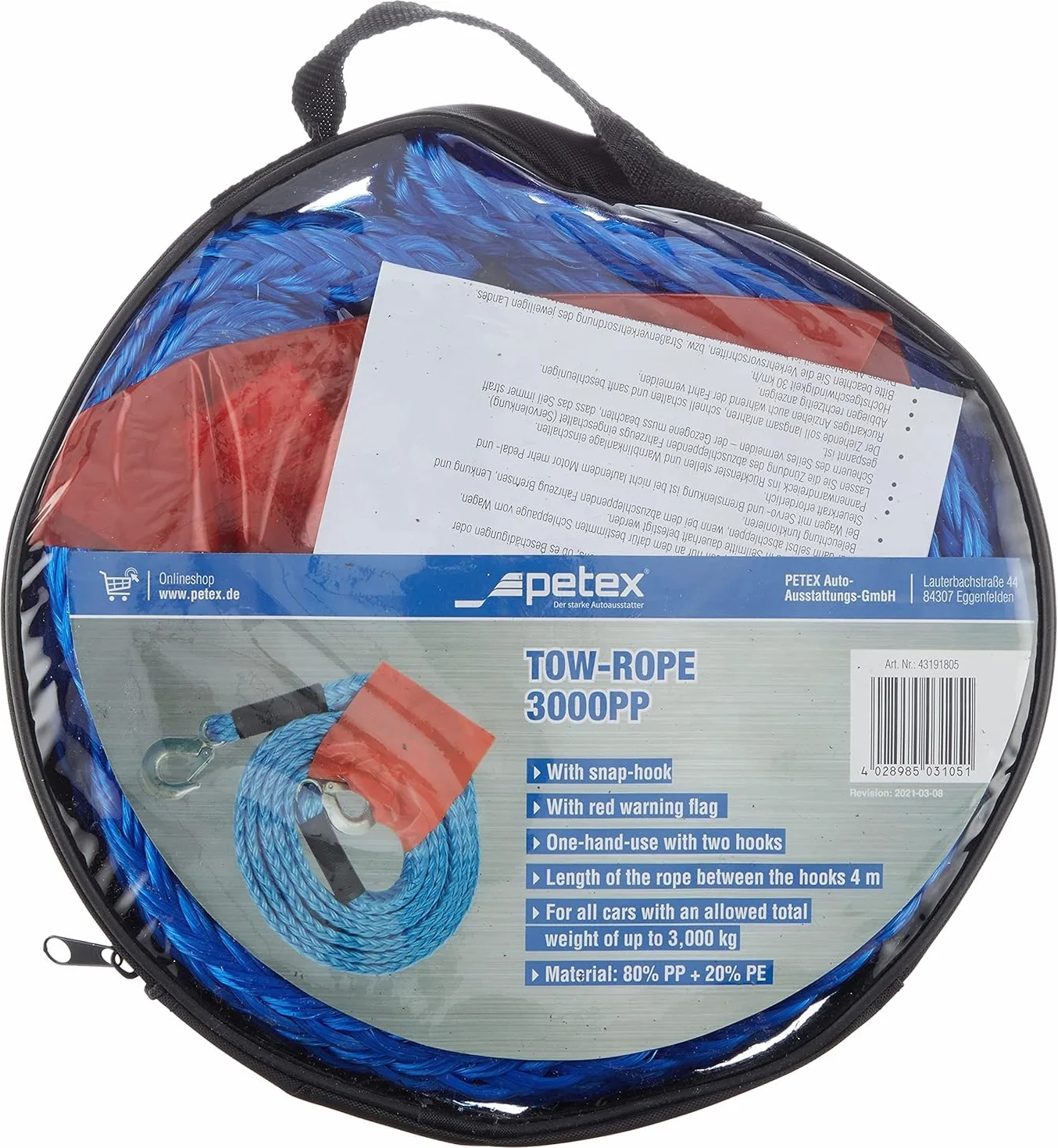 Petex Abschleppseil Lina Holownicza 3000 kg Niebieski