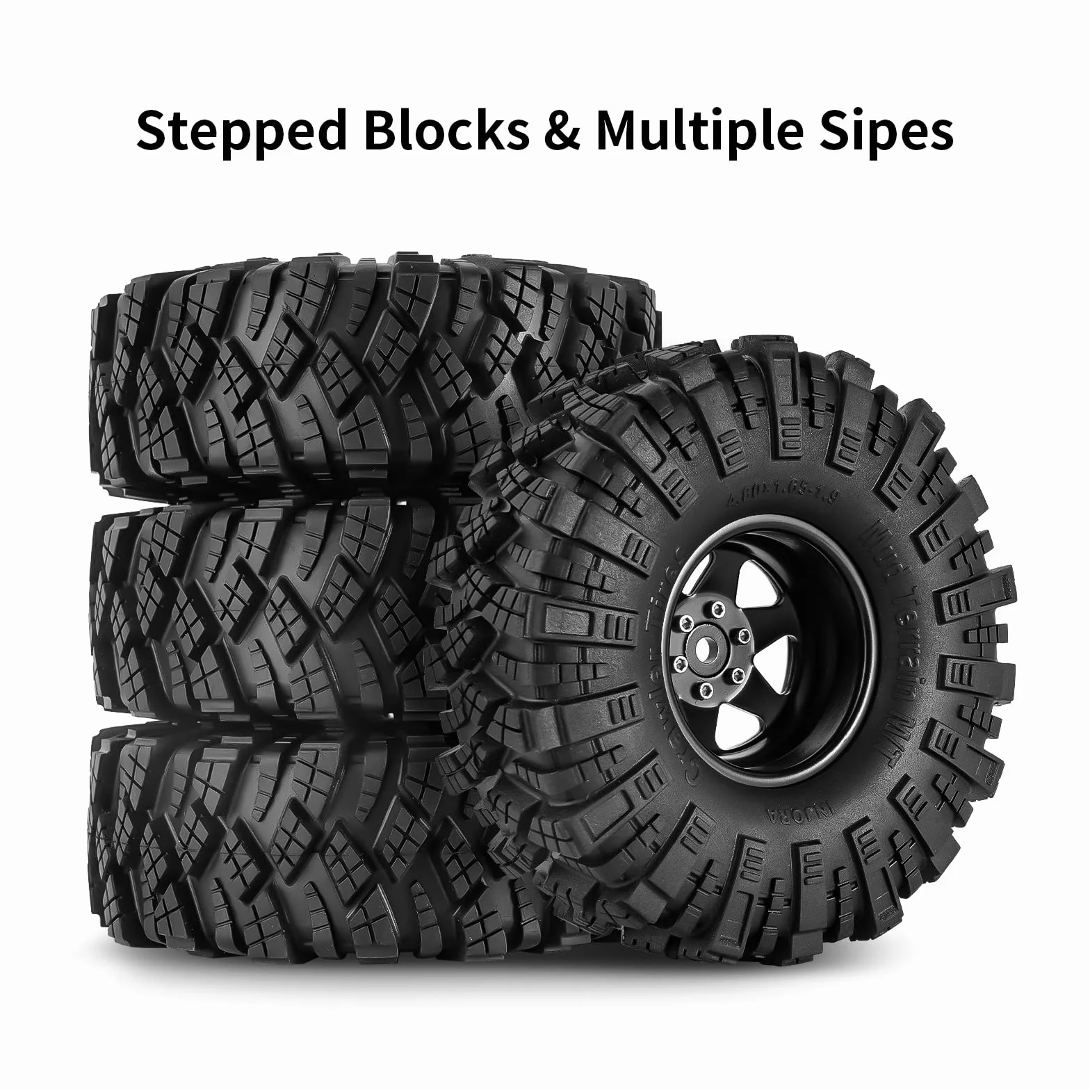 INJORA Zestaw opon błotnych 1.9 offset -8,9 mm obręcz koła Beadlock do 1/10 RC Crawler Car Axial SCX10 90046 UTB18 TRX4, czarny