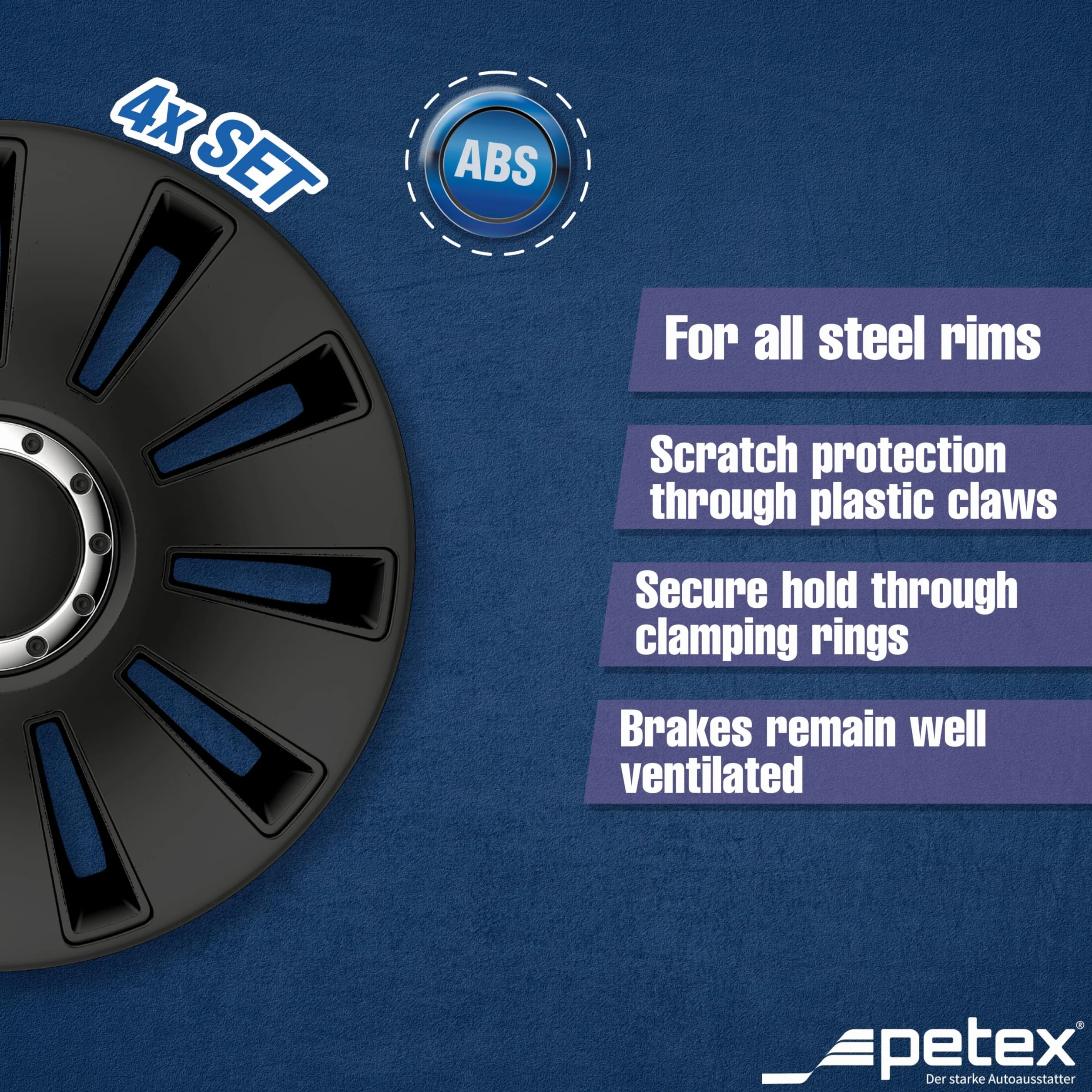 PETEX kołpaki Silverstone Pro Black 16 cali