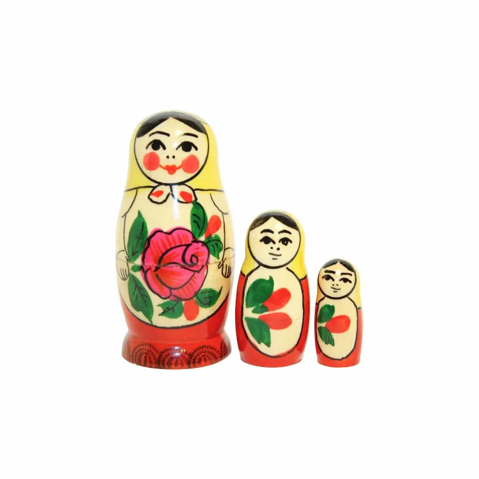 Semenovskaya Matrioszka Matrioszka Matrioszka 3 lalki wtykane 7 cm - drewniana lalka
